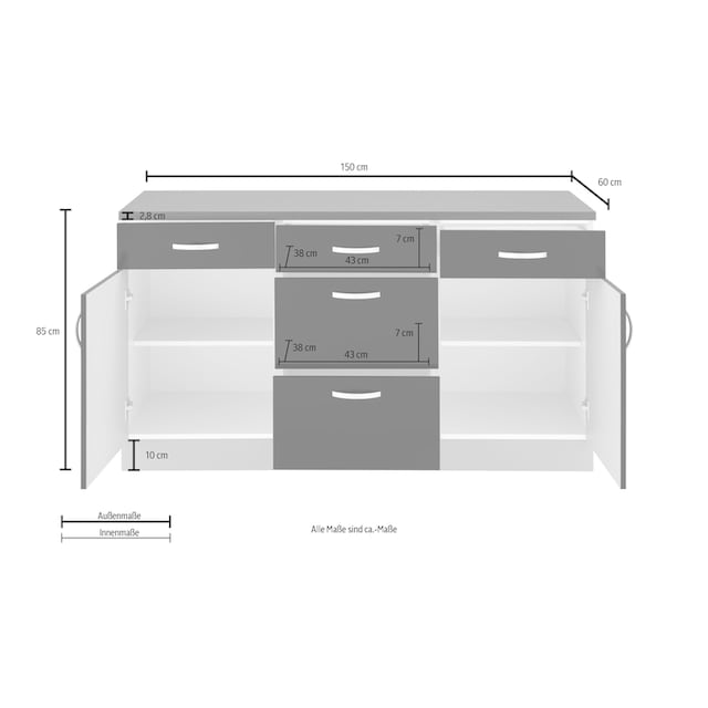 wiho Küchen Unterschrank »Amrum«, 150 cm breit günstig kaufen