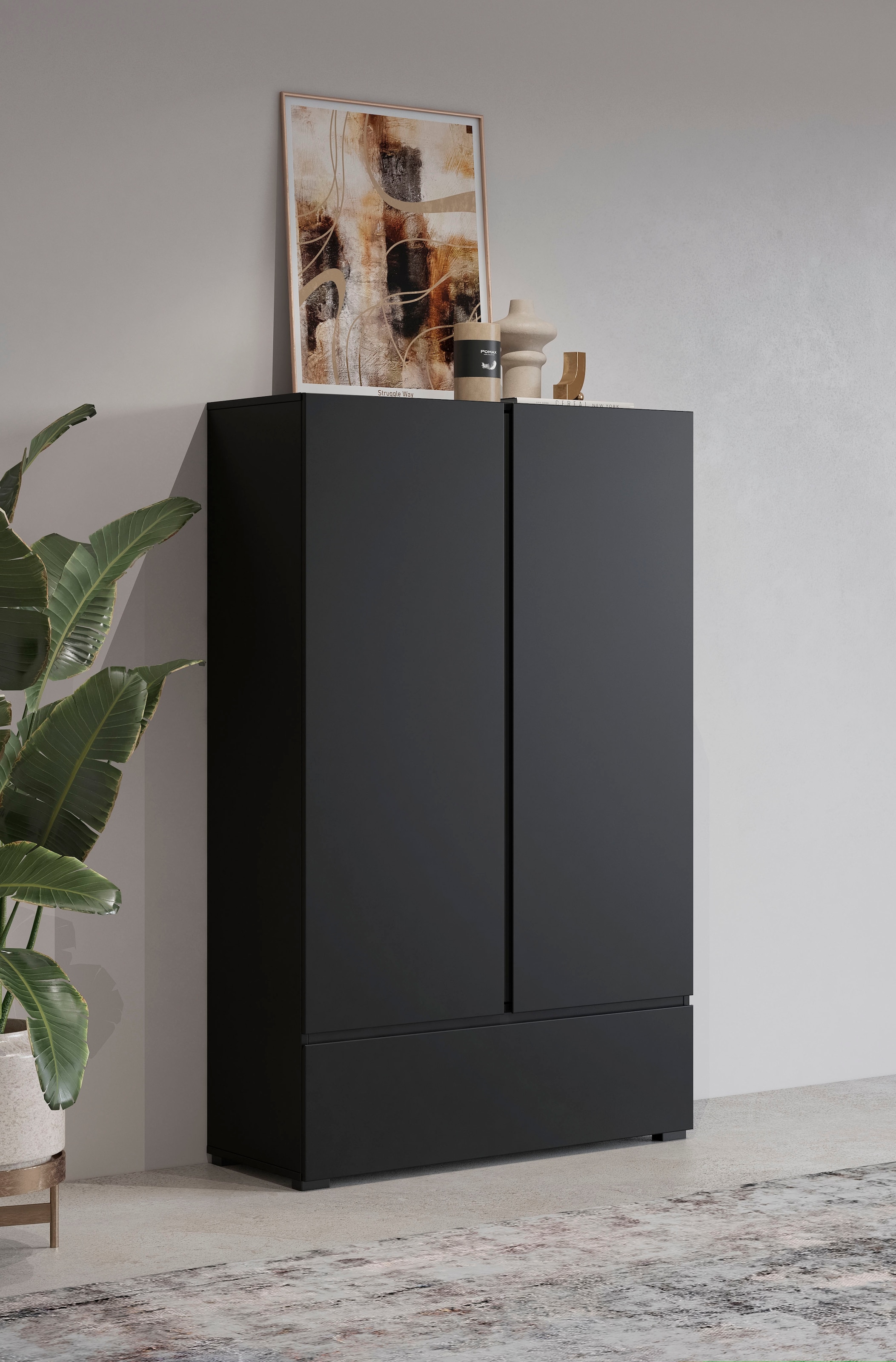 GOODproduct Mehrzweckschrank »Cross,Breite 89 cm, Highboard, Universalschrank, Garderobe« Waescheschrank mit viel Stauraum, Einlegeböden verstellbar