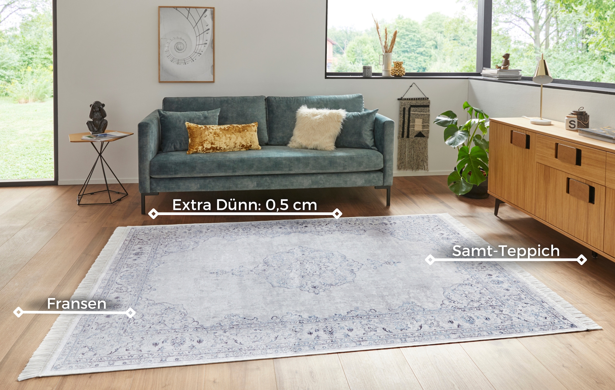 HANSE Home Teppich »Orient Vintage Medaillon«, rechteckig, 5 mm Höhe, Orientalisch mit Fransen, Orient, Wohnzimmer, Schlafzimmer, Esszimmer