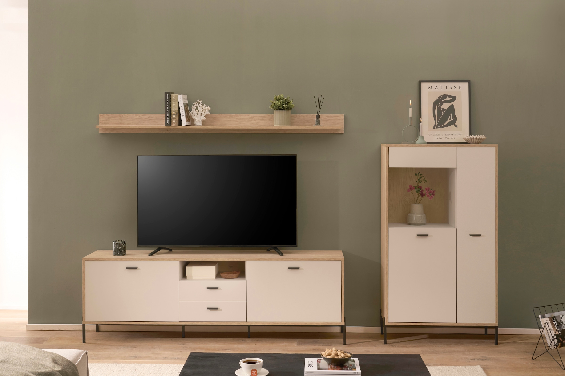 Home affaire Wohnwand »Fredericia, moderne Anbauwand, Komplettset in Kaschmir« Set, 3 Stk. tlg.