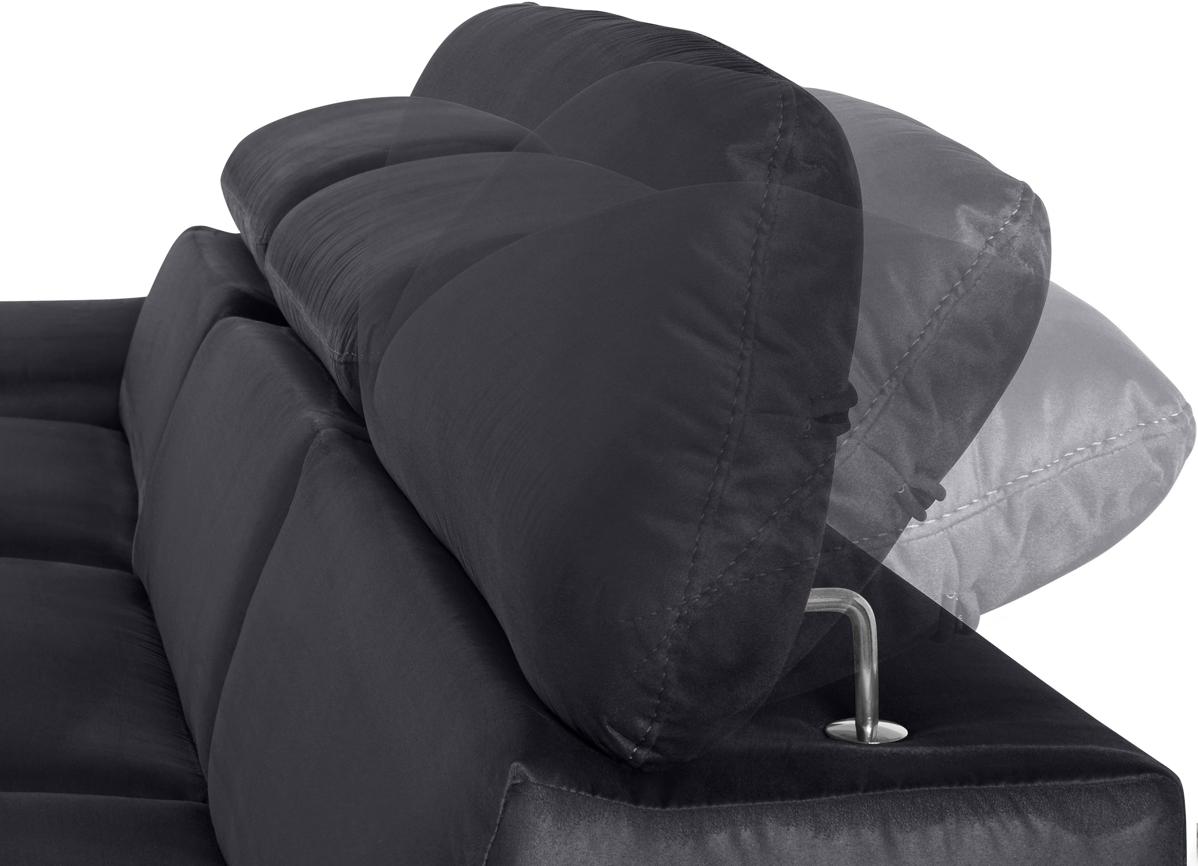 COTTA Ecksofa »Lola L-Form mit Kopfteilfunktion & Hocker« wahlweise mit Bettfunktion, Bettkasten & Armteilverstellung