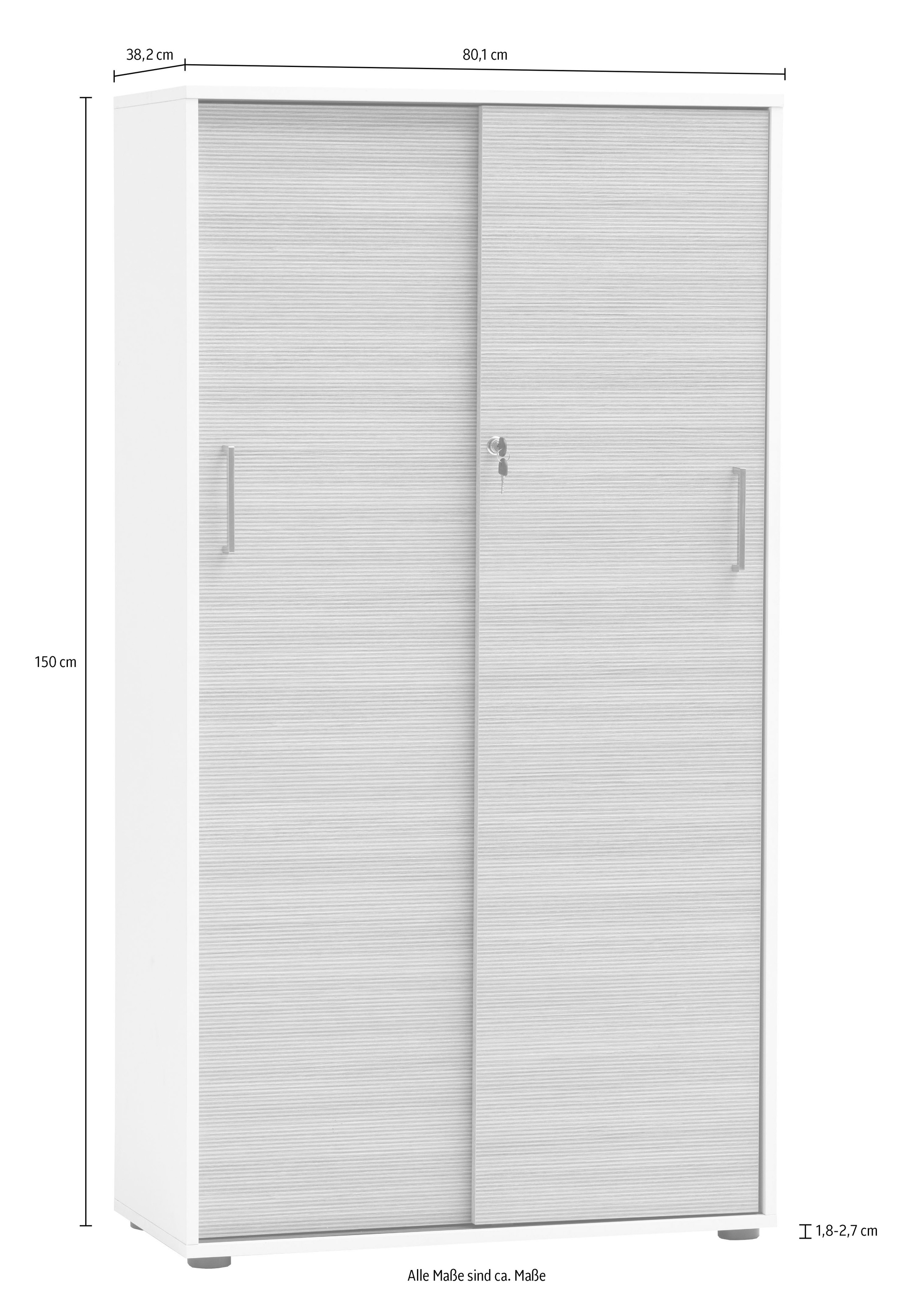Schildmeyer Schiebetürenschrank »METZ, Aktenschrank abschliessbar, Höhe 150 cm, MADE IN GERMANY« 1 Stk. tlg. Fronten in Canello,  MADE IN GERMANY