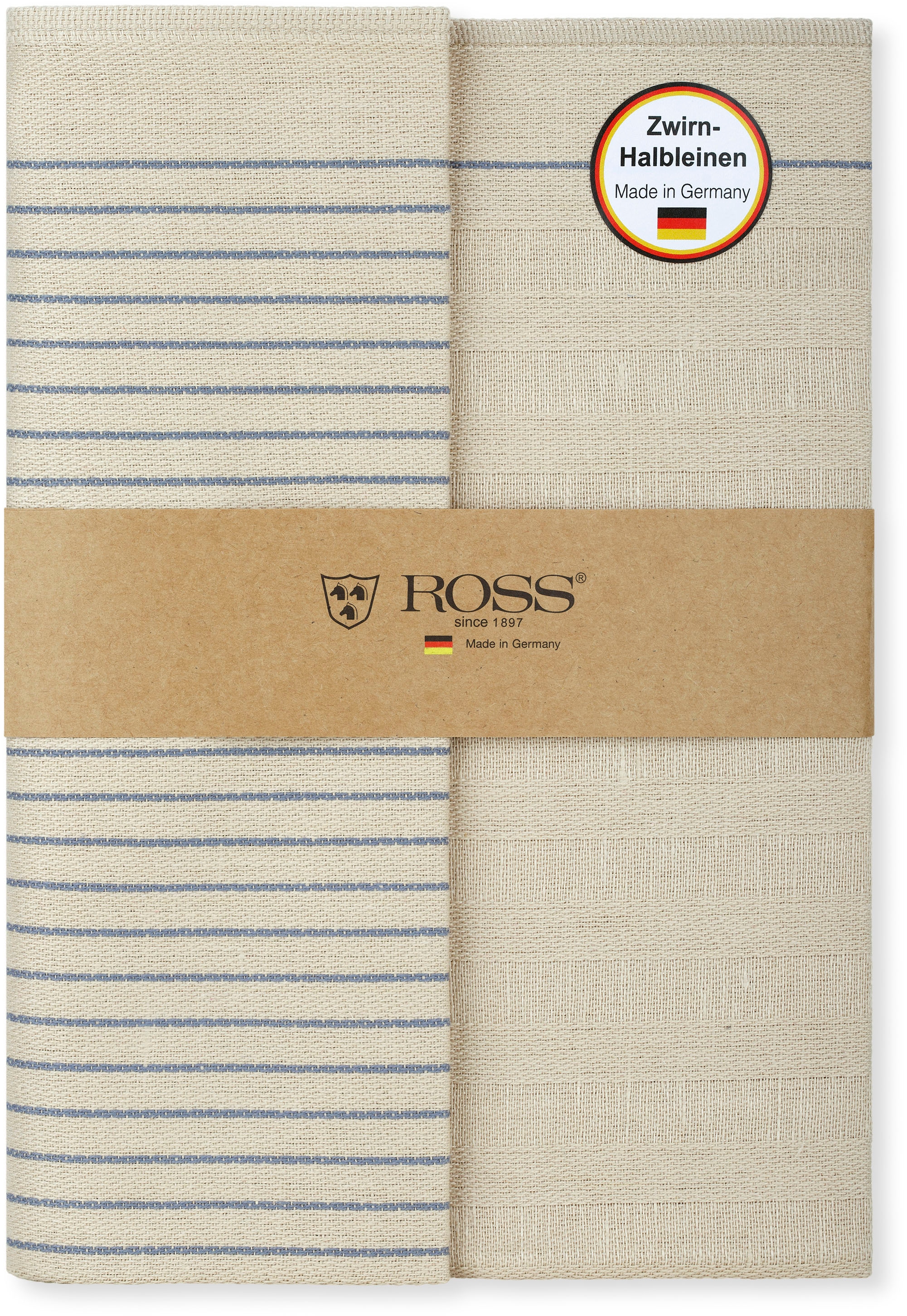 ROSS Chiffon à vaisselle »Geschirrtücher 2er-Set 927 2x HL + Banderole« fil de lin demi-lin