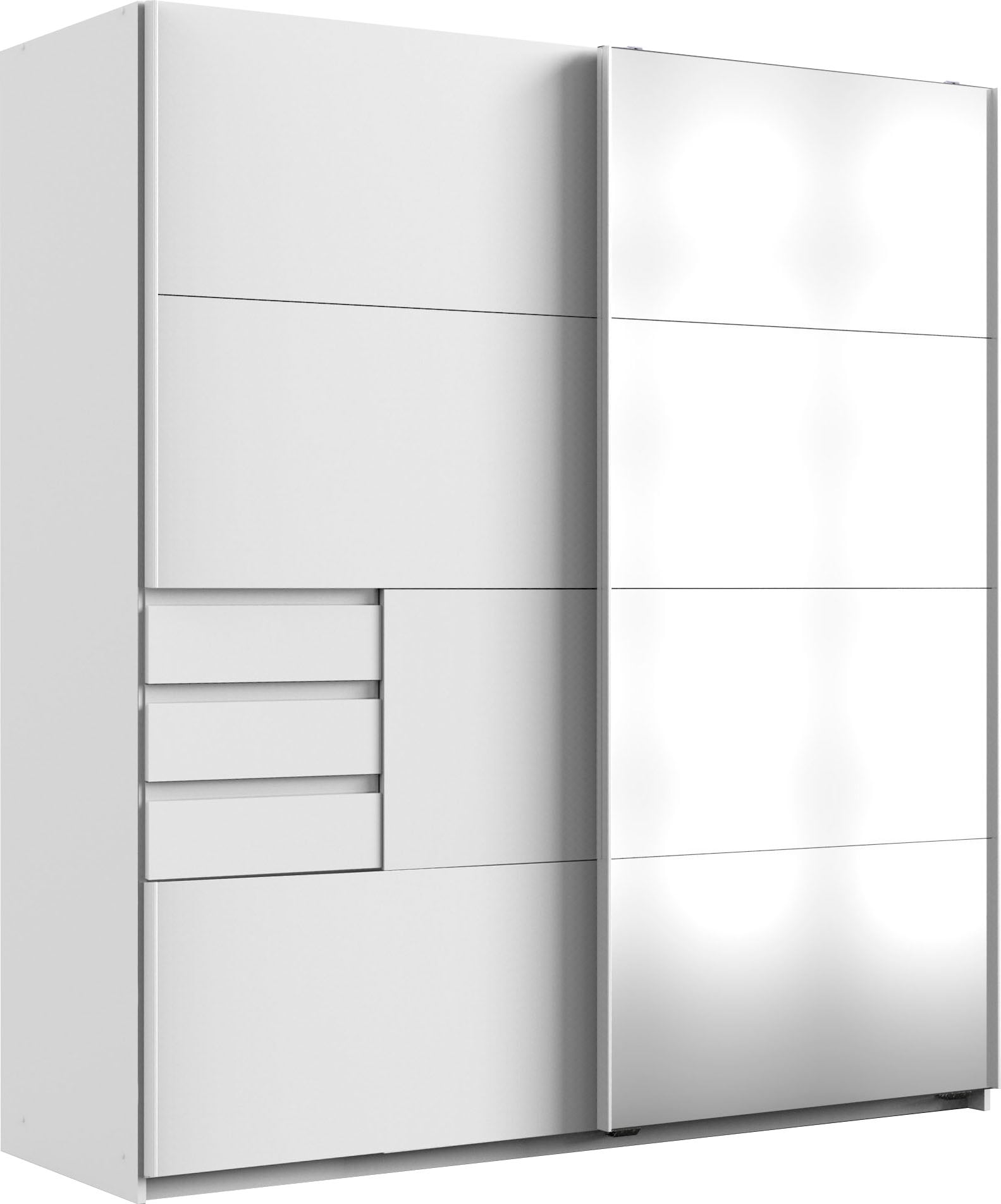 Image of Wimex Schwebetürenschrank "Oldenburg, Kleiderschrank mit Spiegel in weiss, 3 Schubladen" B/T/H: 180/64/198cm, inklusive geräumigen Innenleben, Made in Germany, mit Spiegel