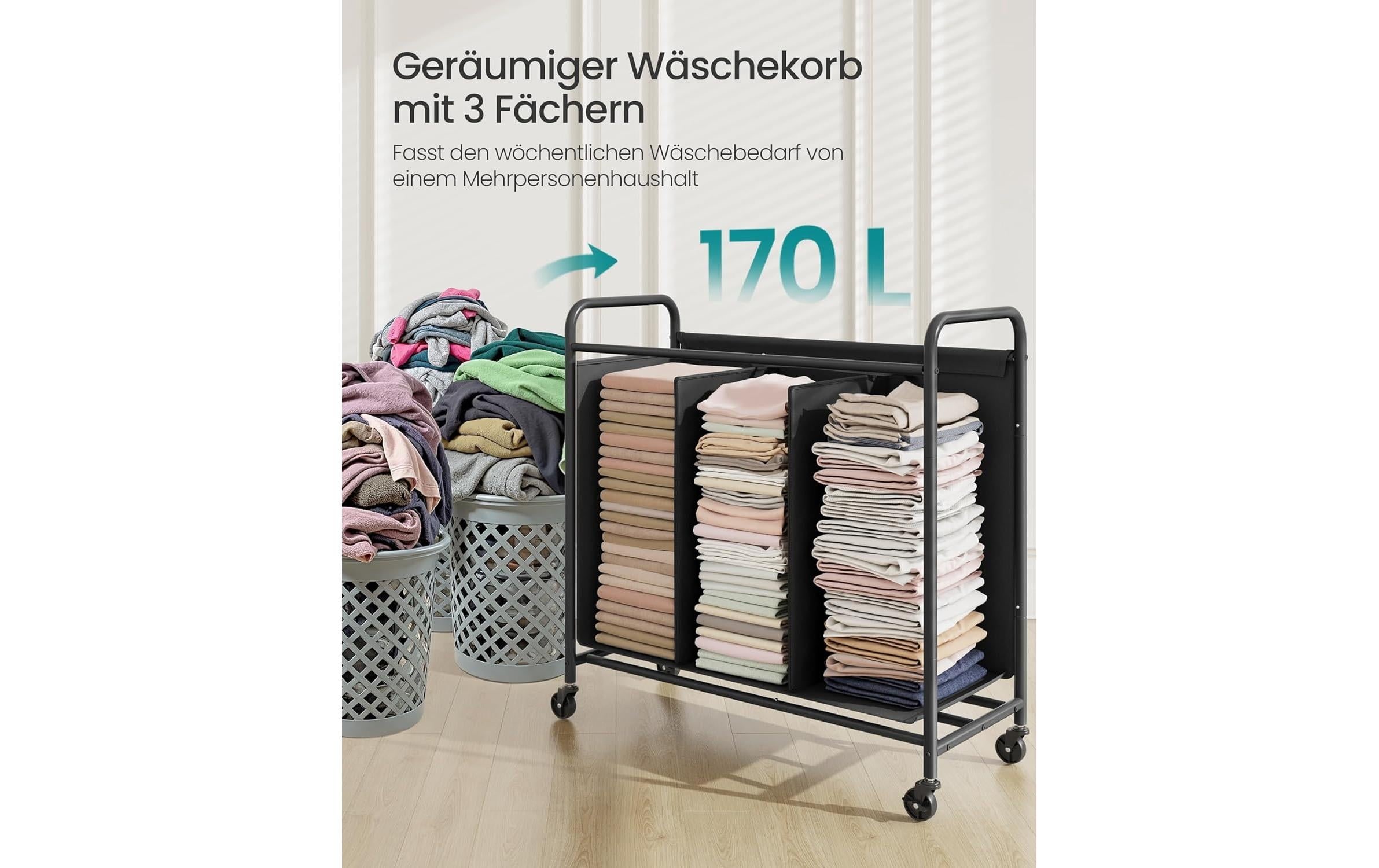 SONGMICS Wäschekorb »mit 3 Fächern 170 l«