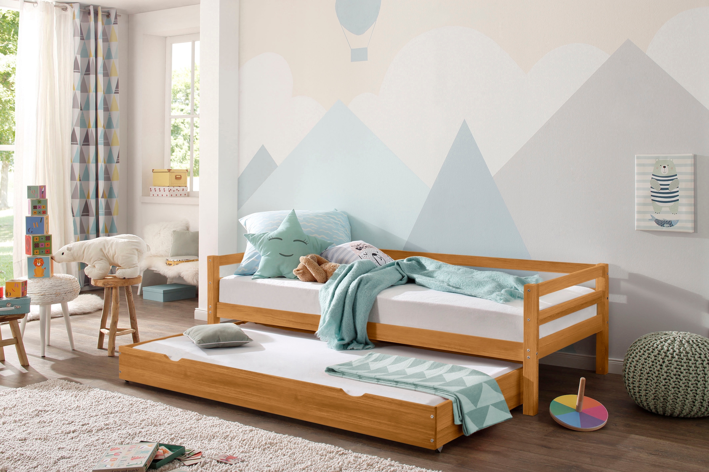 Lüttenhütt Daybett »Alpi«, mit Schubkasten aus Kiefernholz, Aussenbreite 103 cm, Kinderbett
