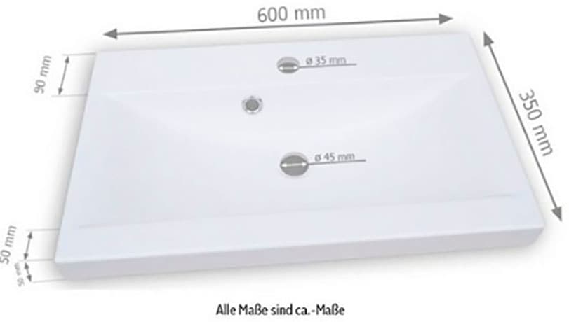 welltime Table de lavage »Canada« Badmöbel Wellenstruktur inkl. Becken, Breite 60cm Waschplatz
