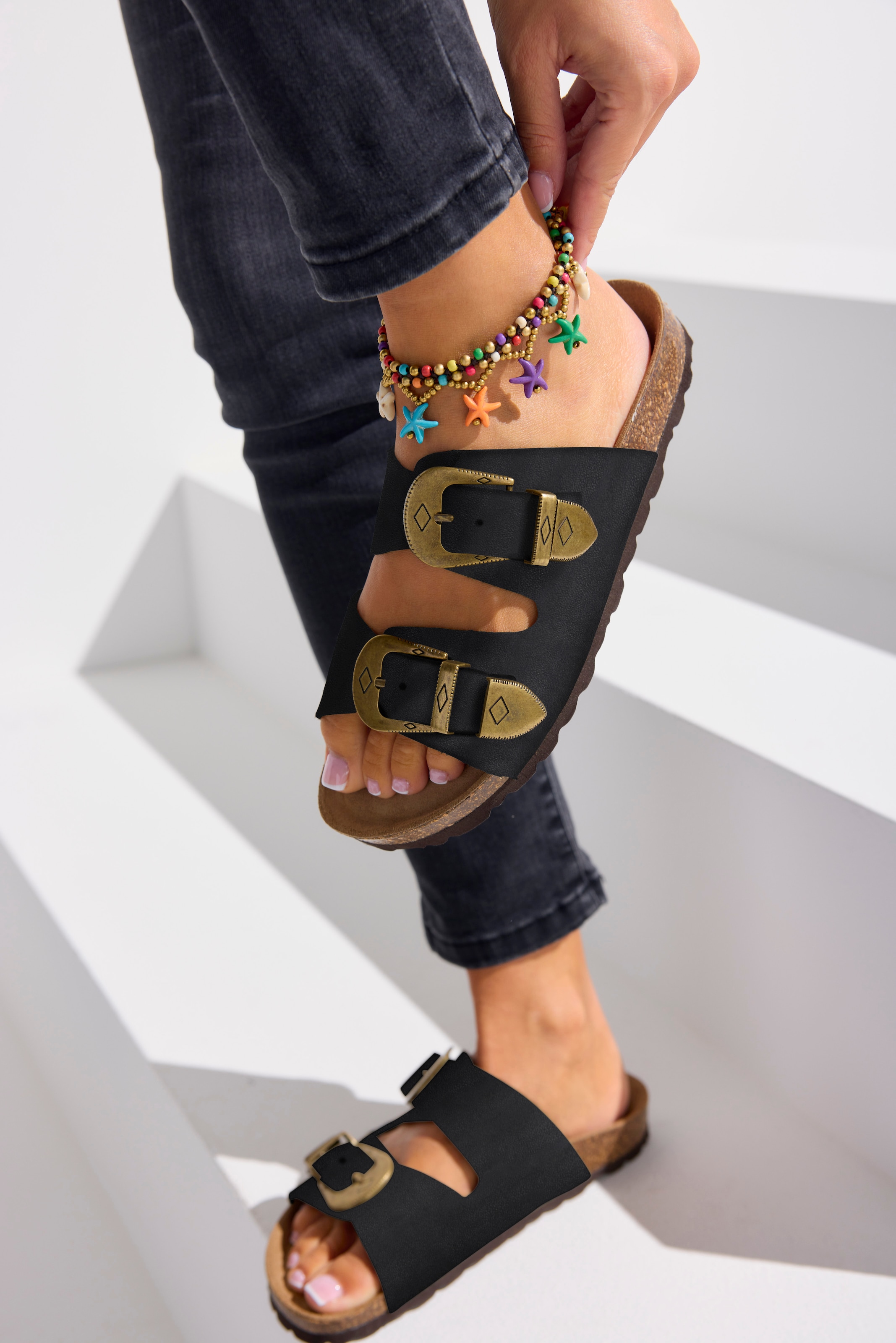 French Connection Pantolette »Mule, Sandale, offener Schuh, Sommerschuhe, Sandale, Lederpantolette«  NEU aus hochwertigem Leder mit weichem Korkfussbett