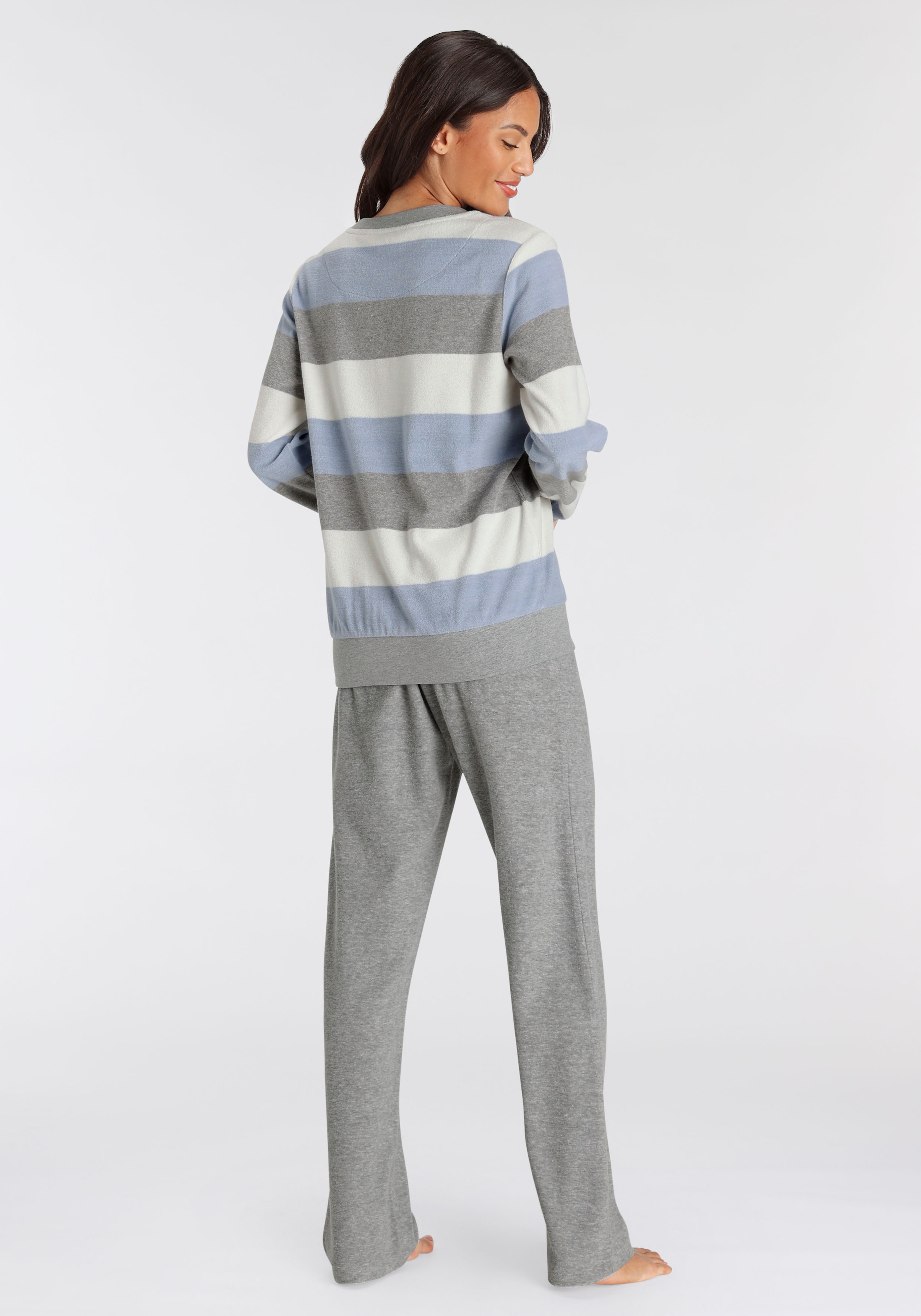 ♕ Vivance Dreams Pyjama, (2 tlg.), Colorblock auf aus weichem mit versandkostenfrei Streifen und Frottée