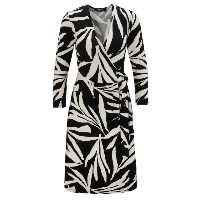 ♕ Aniston SELECTED Jerseykleid, mit Blätterdruck und femininer Wickeloptik  - NEUE KOLLEKTION versandkostenfrei kaufen