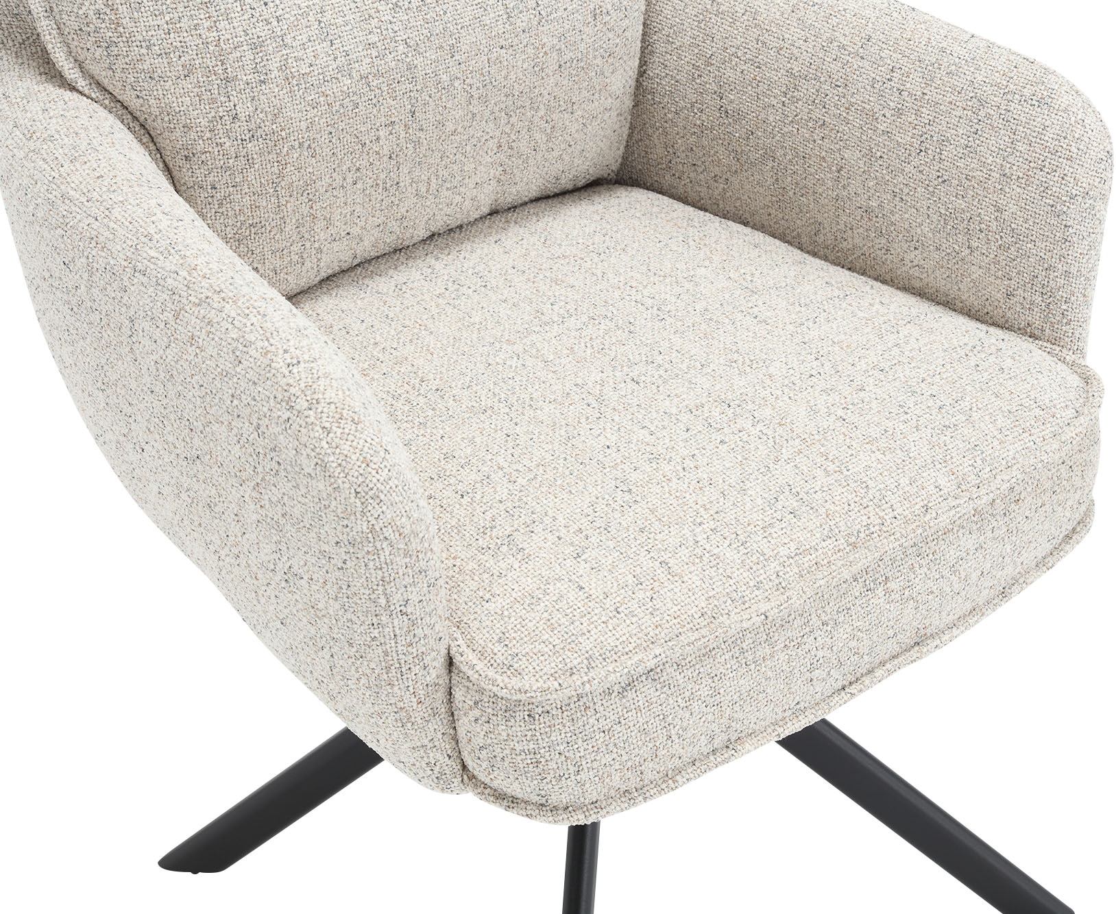 SalesFever Esszimmerstuhl »Austin Armlehnstuhl mit Taschenfederkern-Polsterung«, 1 St., Strukturstoff, Esszimmersessel mit 360° Drehfunktion, Metallfuss