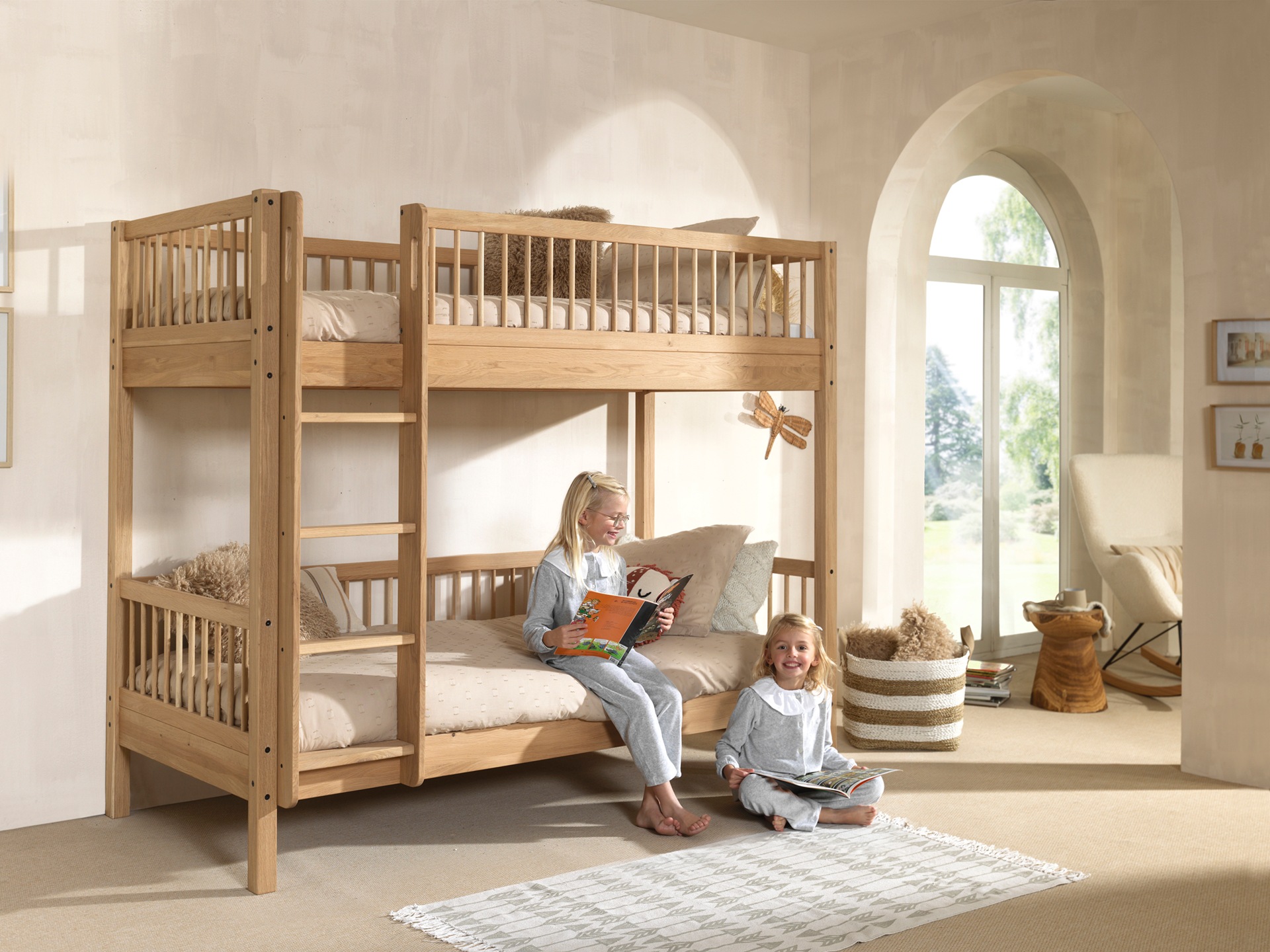 Vipack Etagenbett »Eiche massiv, Made in Europe, langlebige Qualität« B/H/T ca. 208x176x98cm, Schublade+unterer Rausfallschutz optional,  2 Lattenroste, wahlweise mit oder ohne Bettschublade und Absturzschutz
