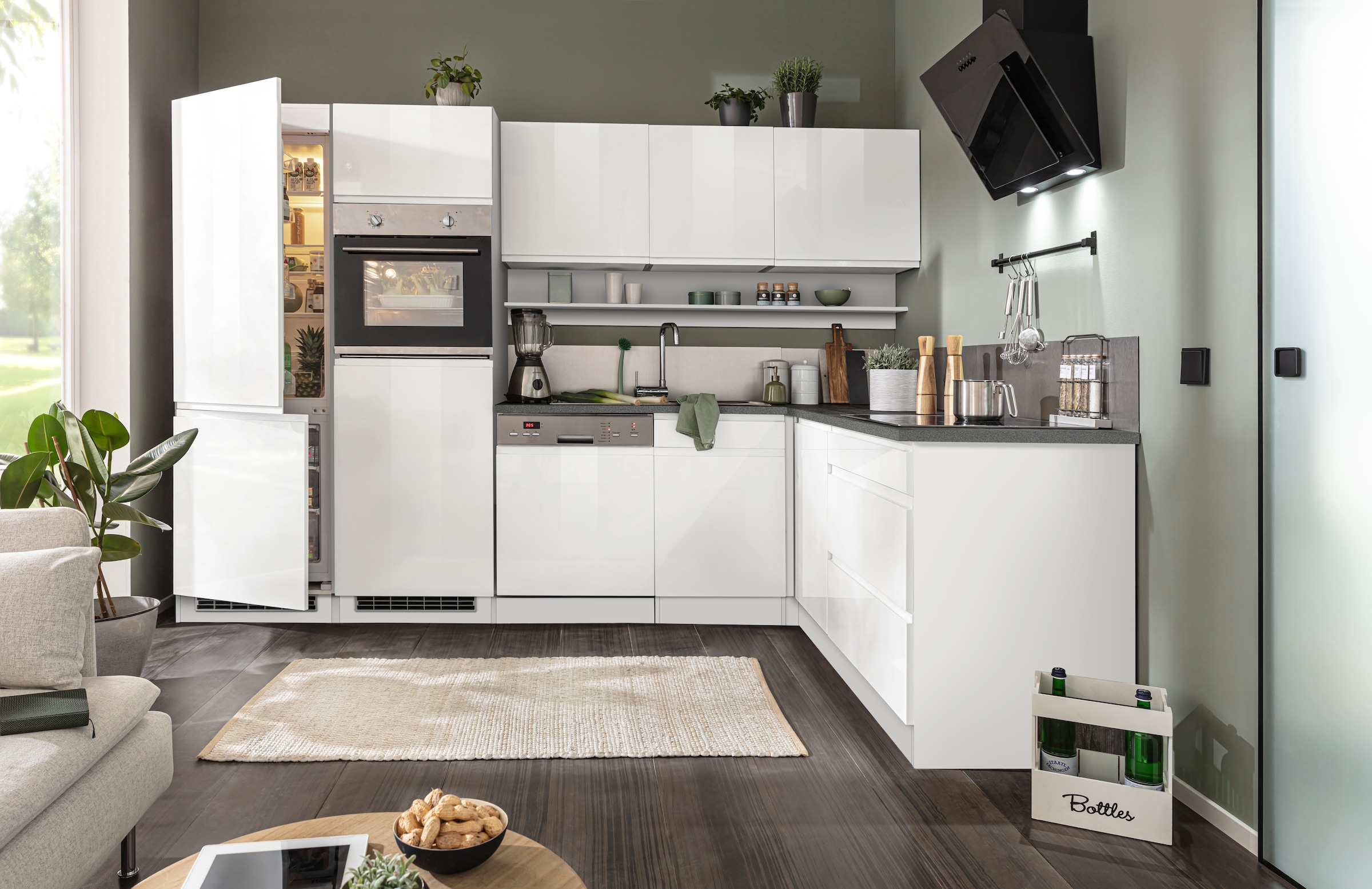 KOCHSTATION Winkelküche »KS-Virginia,neu in verbesserter Ausführung« Arbeitsplatte 38 mm stark, Stauraum, Softclose,  Stellbreite 290/180 cm, Soft-Close, ohne E-Geräte
