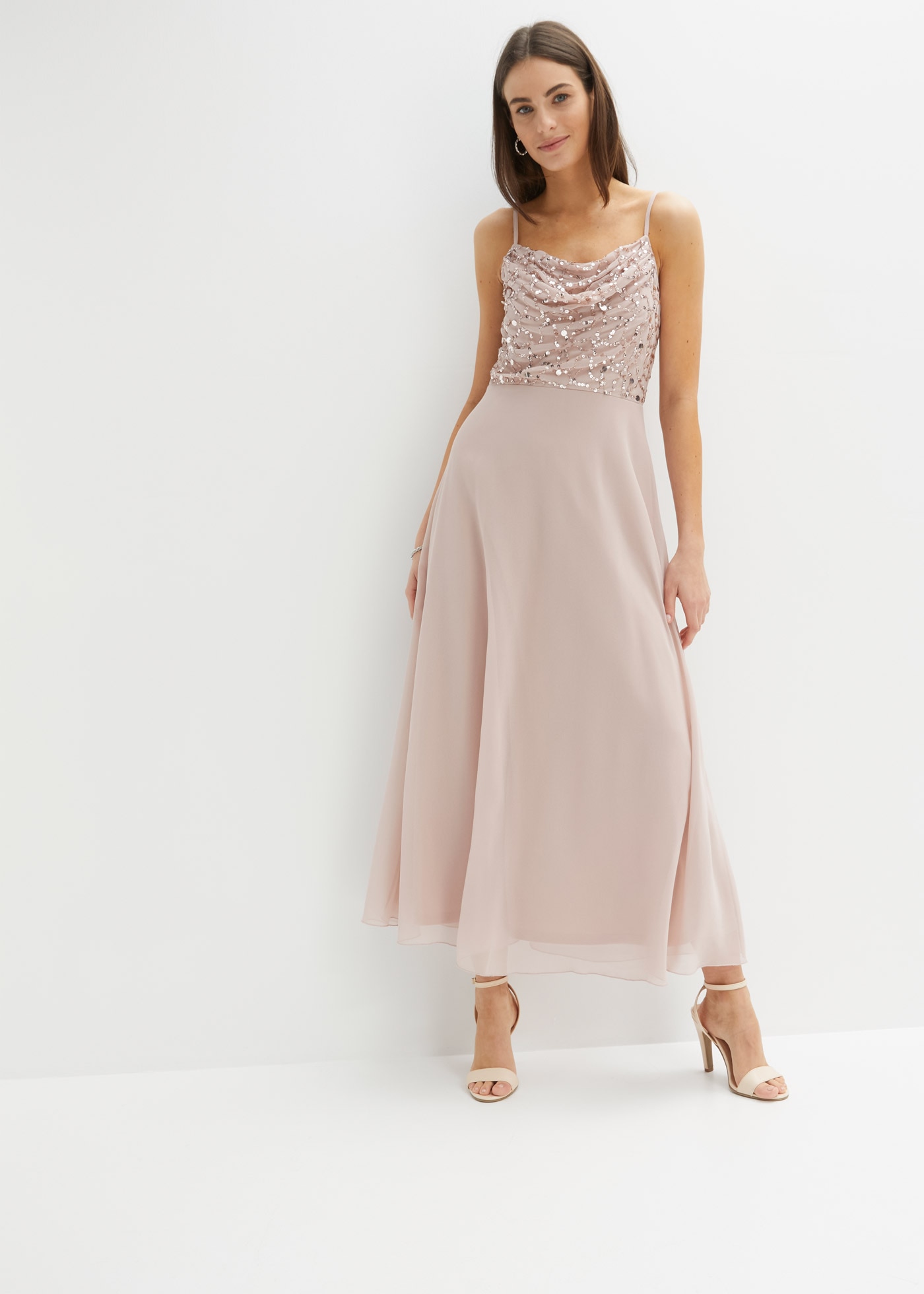 Image of bonprix Trägerkleid "Trägerkleid mit Paillettenstickerei" für festliche Anlässe, mit Tüllrock, ausgestellte Passform