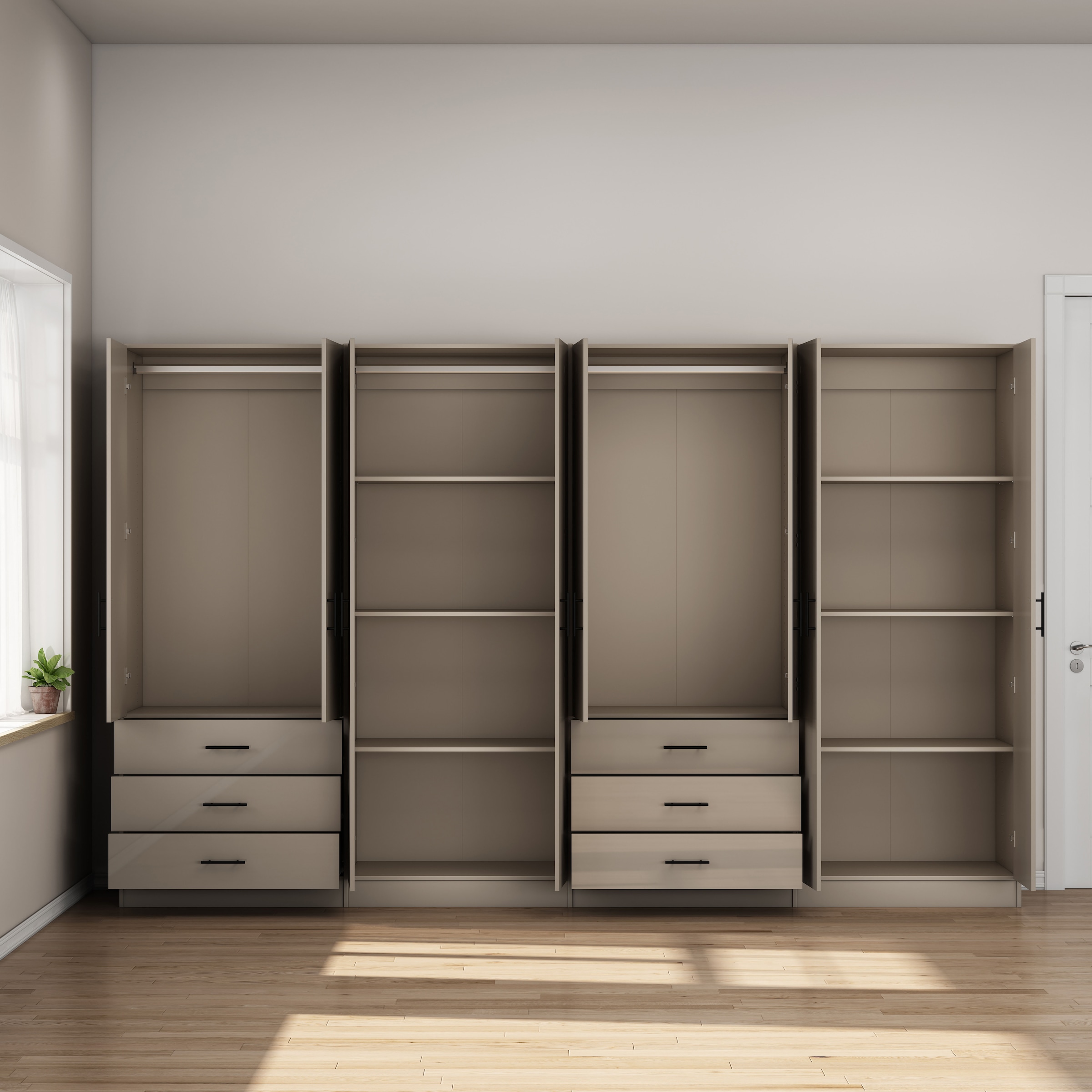 GOODproduct Kleiderschrank »Trento Schlafzimmerschrank Garderobe hochglanz« Schrank mit 8 Türen und 6 Schubladen, hochglänzende Fronten