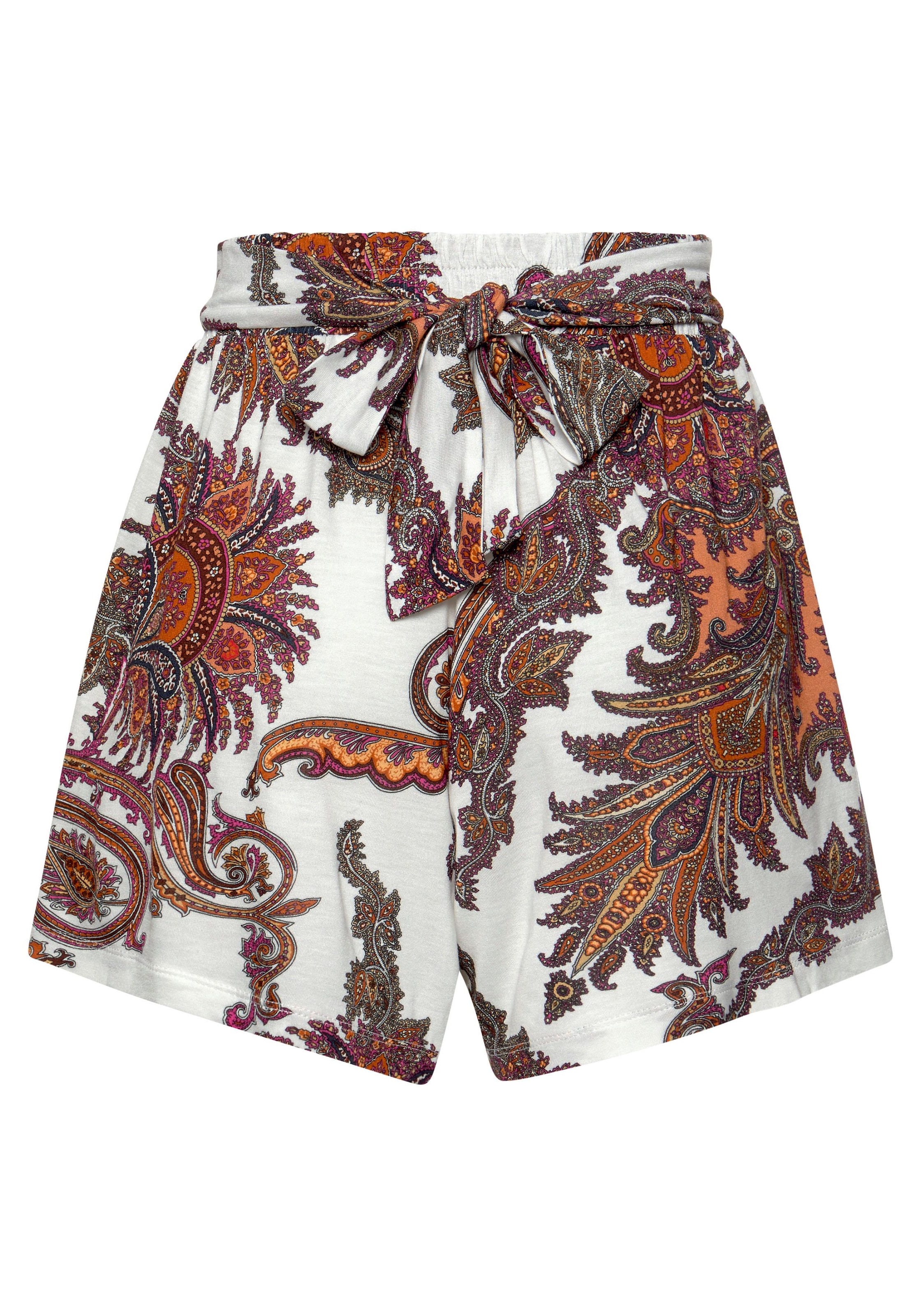 LASCANA Strandshorts, mit Bindeband und Paisleydruck, elastischer Bund, kurze Hose