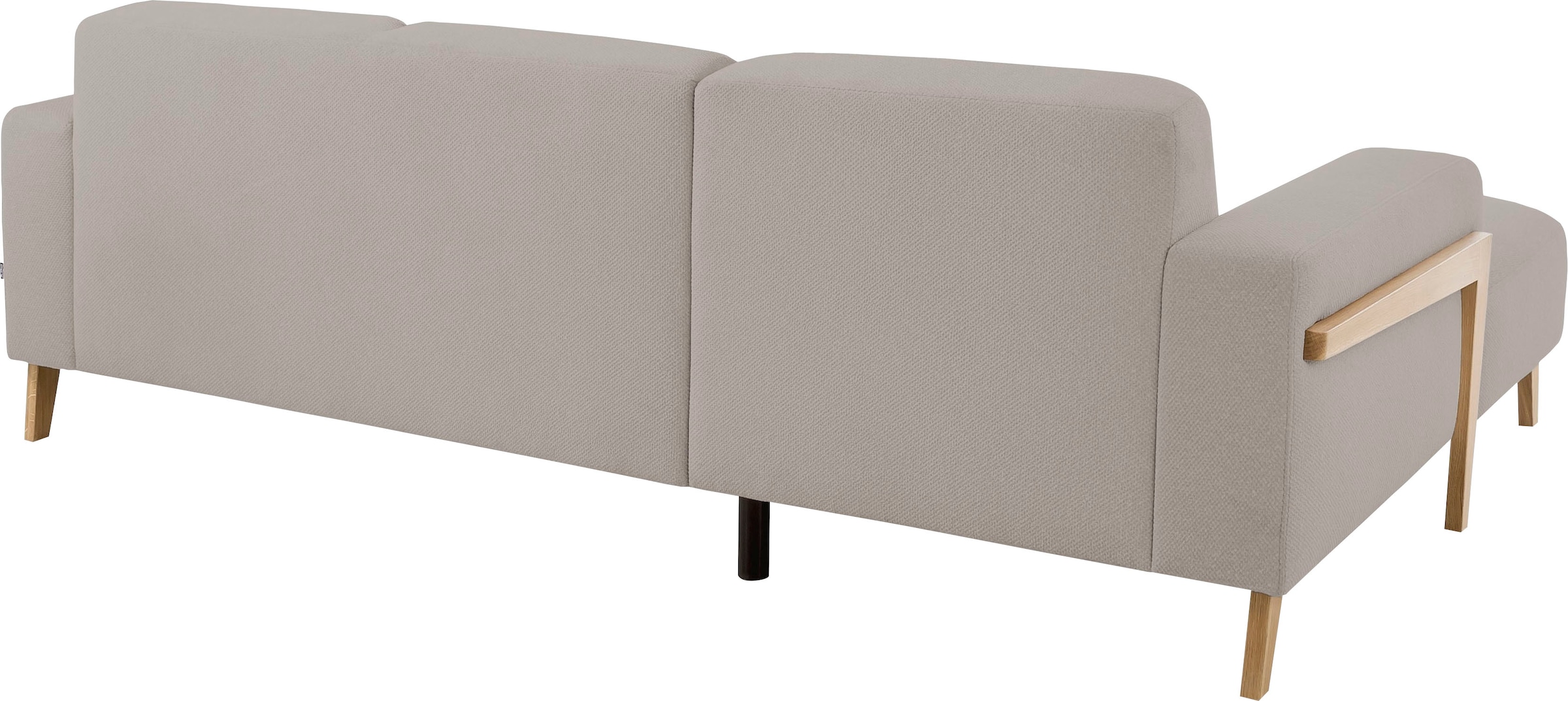 exxpo - sofa fashion Ecksofa »Starr Scandic Design, tolle Verarbeitung, bequem, Sichtholz am Armteil«, L-Form, wahlw. elektrische Sitztiefenverstellung, Massivholzfüsse