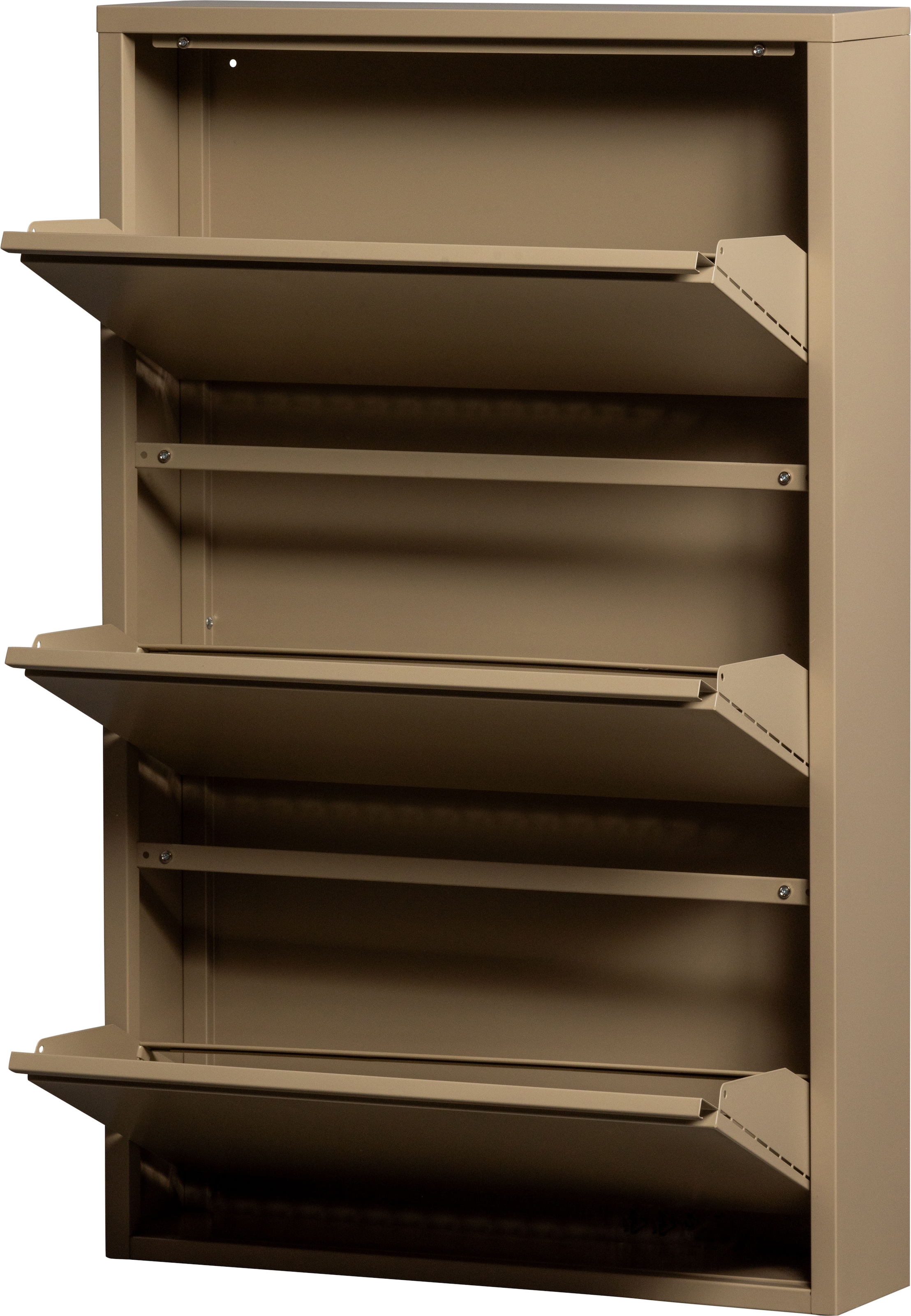 WOOOD Schuhschrank »Metall pulverbeschichtet mit Griffleiste H 103 x B 66 x T 16 cm« Tragkraft 20 kg pro Fach, pfleigleicht, einfach zu montierbar