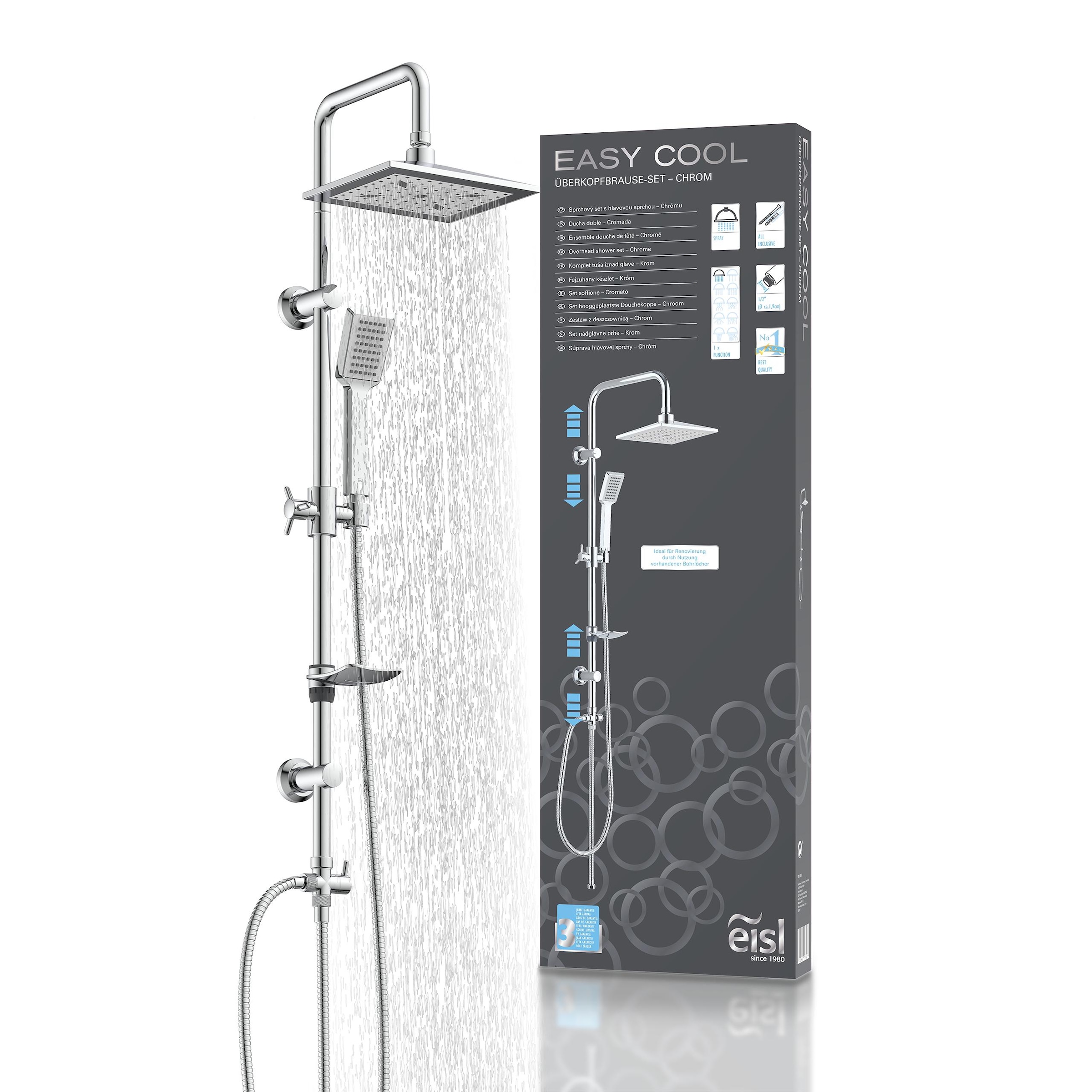 Image of Eisl Duschsystem "EASY COOL" Regendusche ohne Armatur, Duschsystem mit Seifenschale, Duschbrause