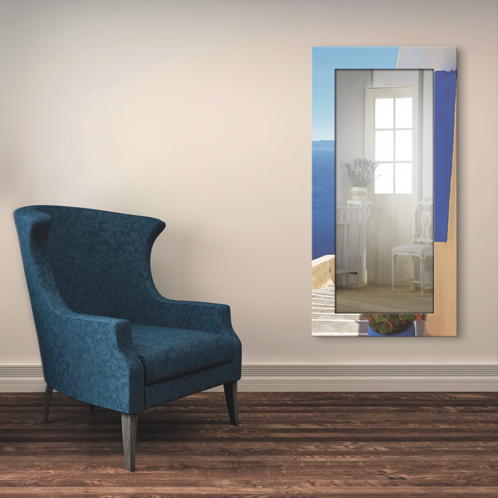 Image of Artland Dekospiegel »Treppen ins Blaue hinein«, gerahmter Ganzkörperspiegel mit Motivrahmen, geeignet für kleinen, schmalen Flur, Flurspiegel, Mirror Spiegel gerahmt zum Aufhängen bei Ackermann Versand Schweiz