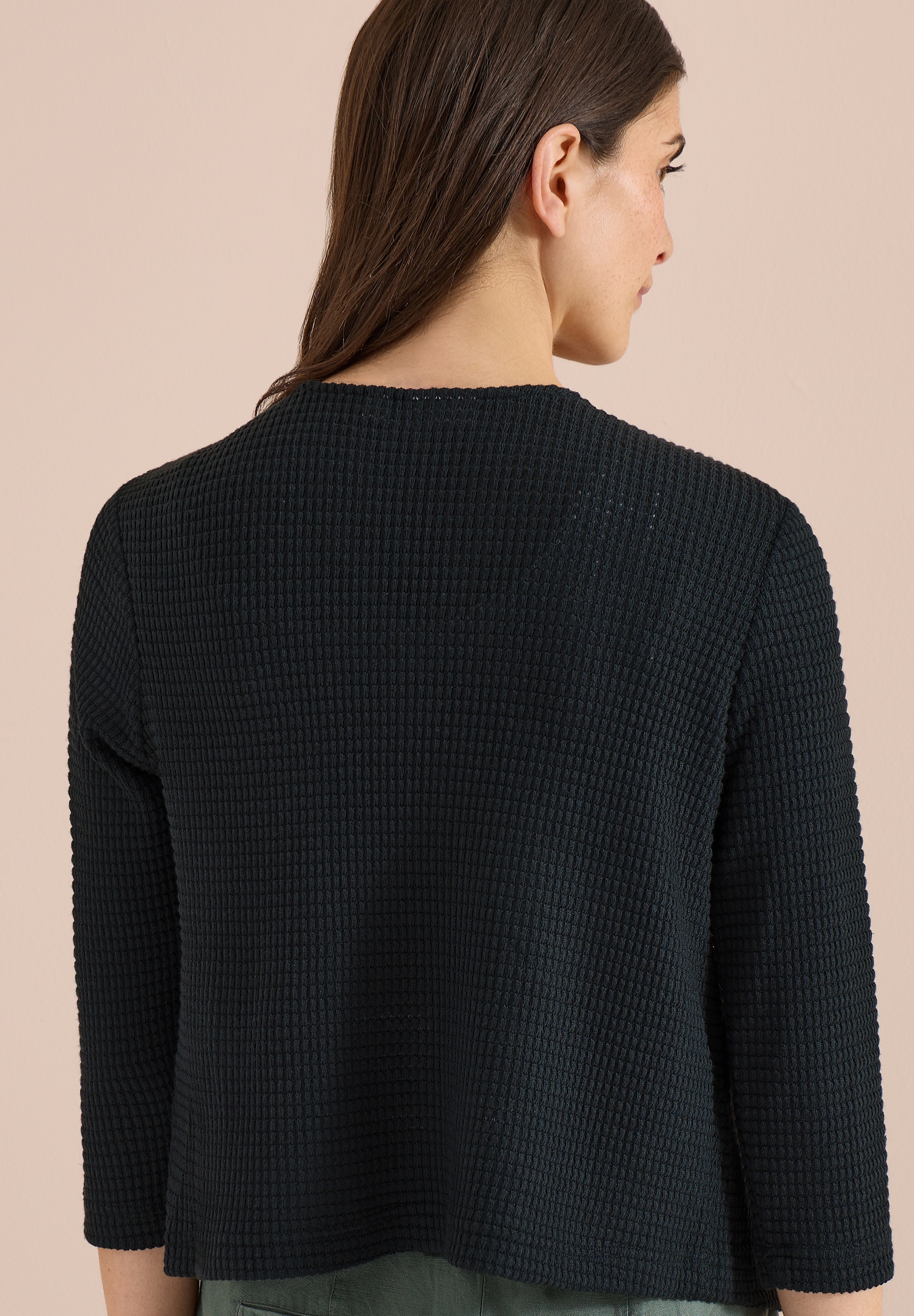 Cecil Shirtjacke Offene 3/4-Arm Jacke im Ajour-Look