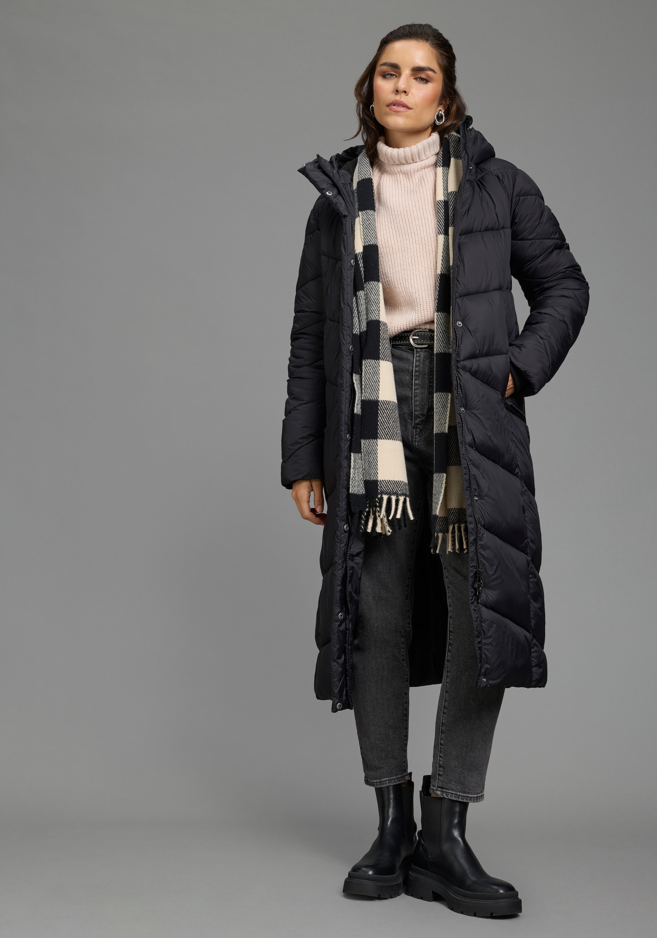 Polarino Manteau matelassé avec capuche et matelassage moderne, coupe-vent