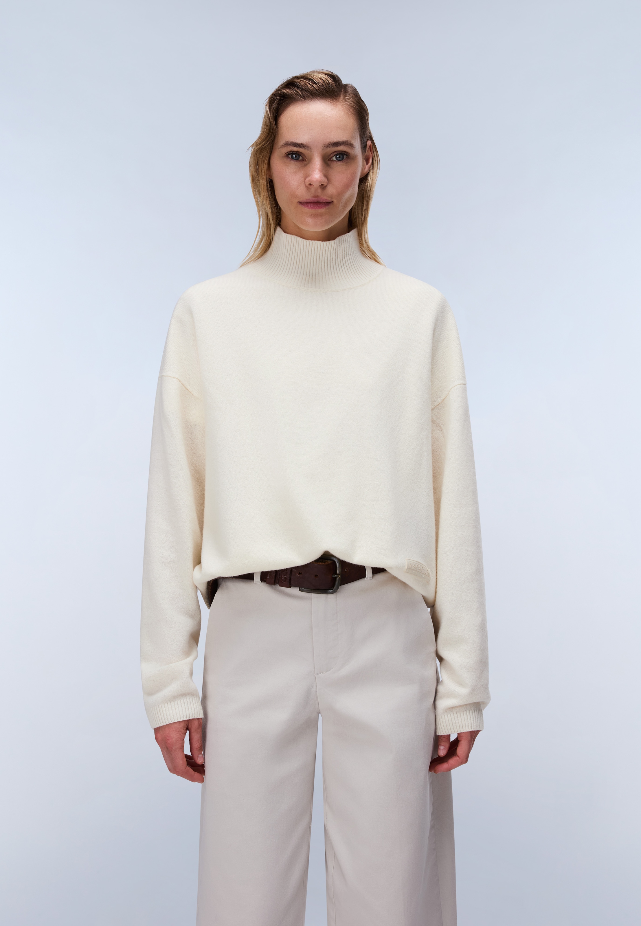 Image of Napapijri Strickpullover "D-MIS T W BEIGE DIMITY" sportlicher Stil, klassischer Strickcharakter, aus Wolle und Polyamid