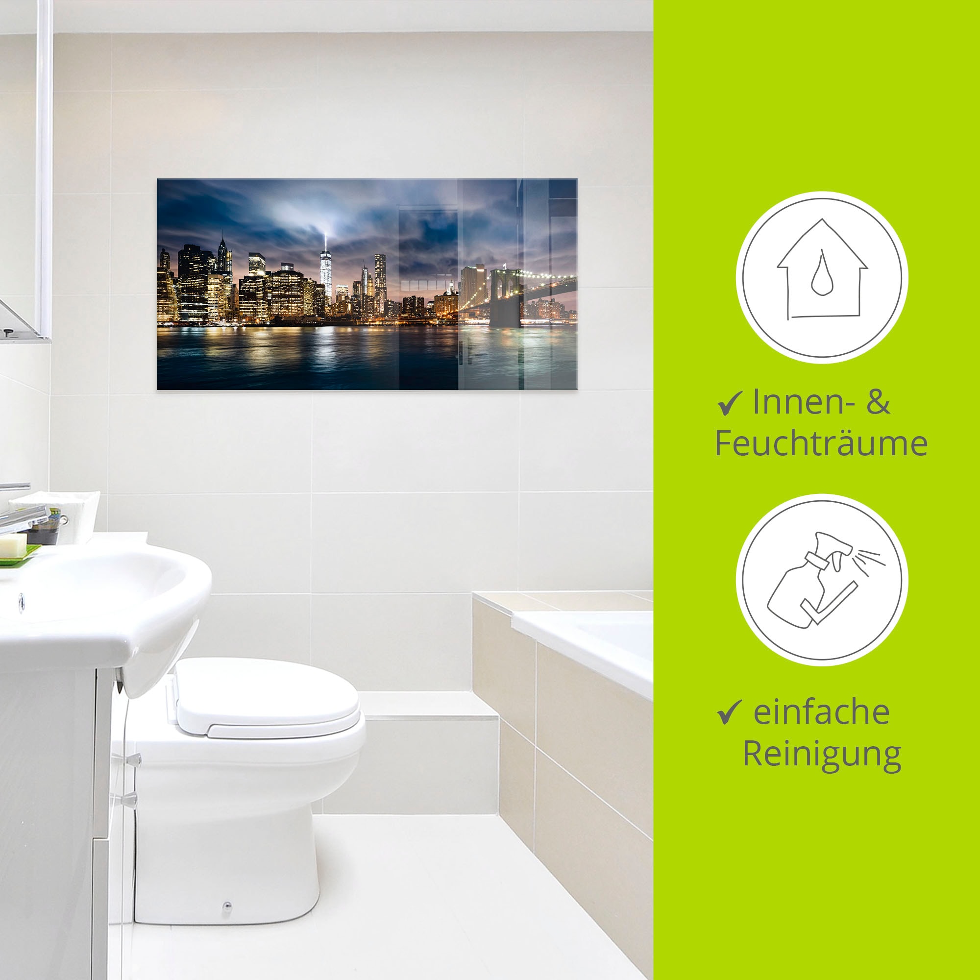 Artland Tableau en verre »Sonnenaufgang über Manhattan« 1 cuis tlg. in verschiedenen Grössen