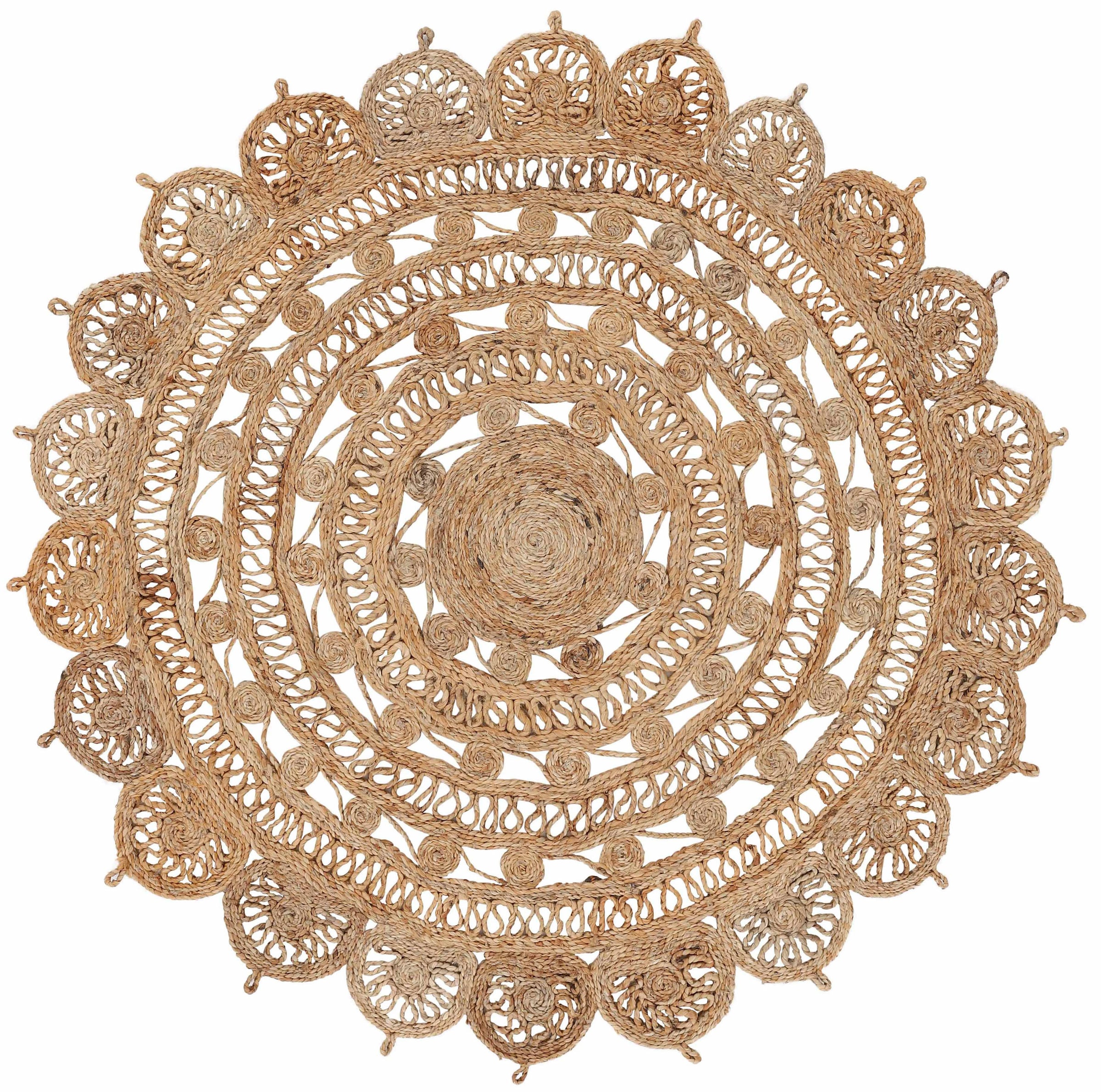 Image of carpetfine Teppich "Cate Juteteppich Naturfaser" rund 5 mm Höhe 100 % geflochtene Jute, beidseitig nutzbar