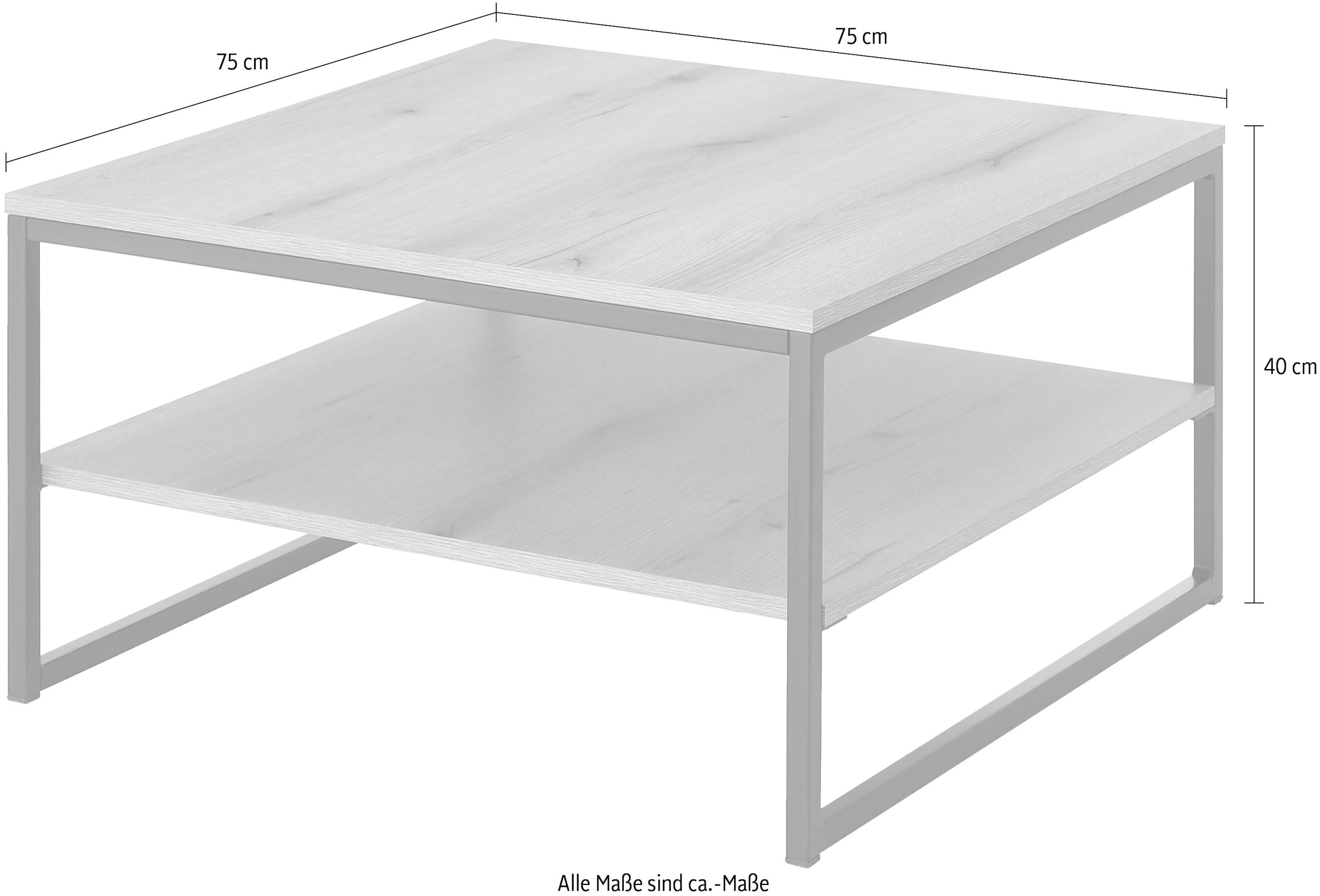 Stolkom Table basse »Cube Couchtisch B/H/T 75x40x75 cm« 1 cuis tlg. pulverbeschichtet, quadratisch