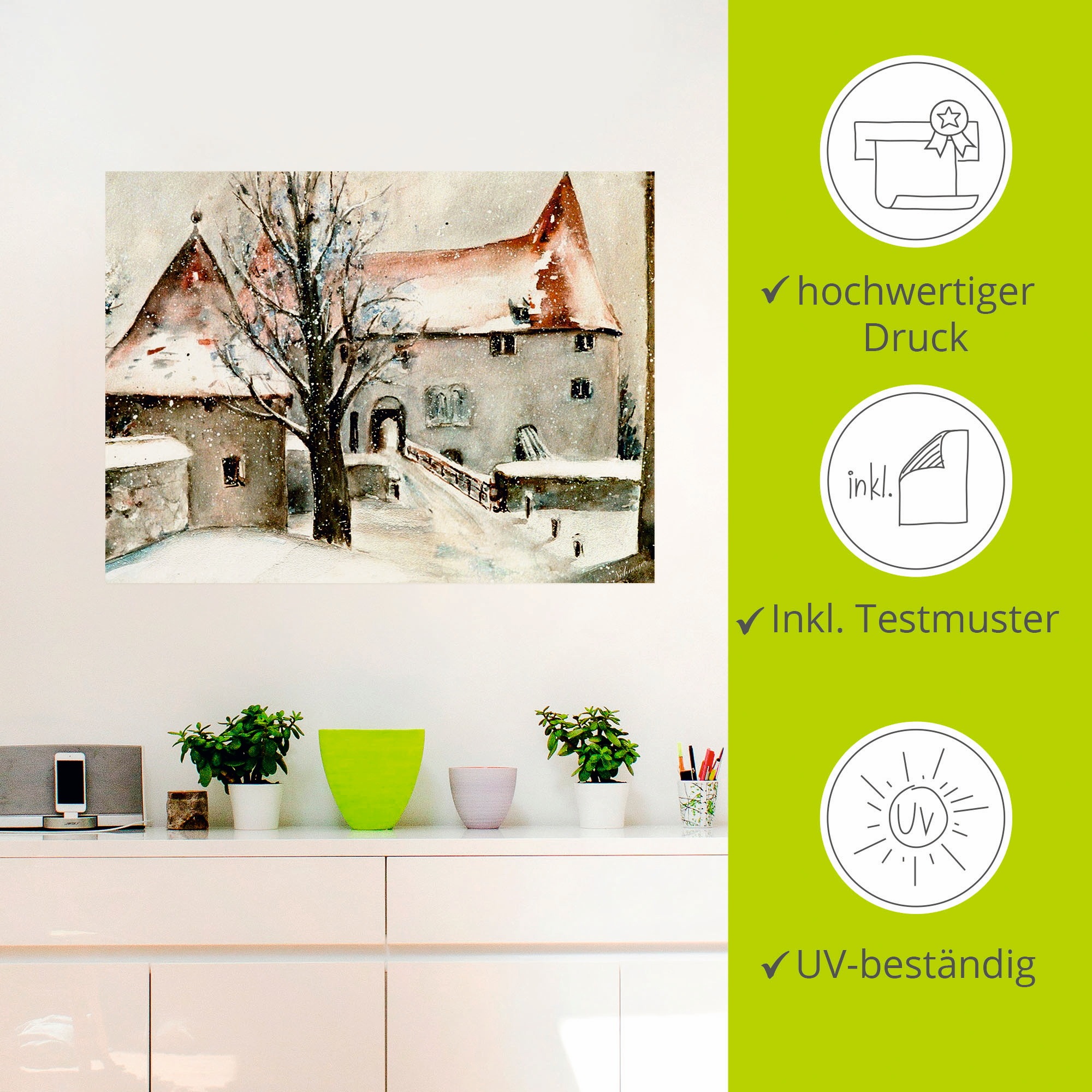 Artland Wandbild »Winter auf der Burg«, Gebäude, (1 St.), als Leinwandbild, Poster, Wandaufkleber in verschied. Grössen