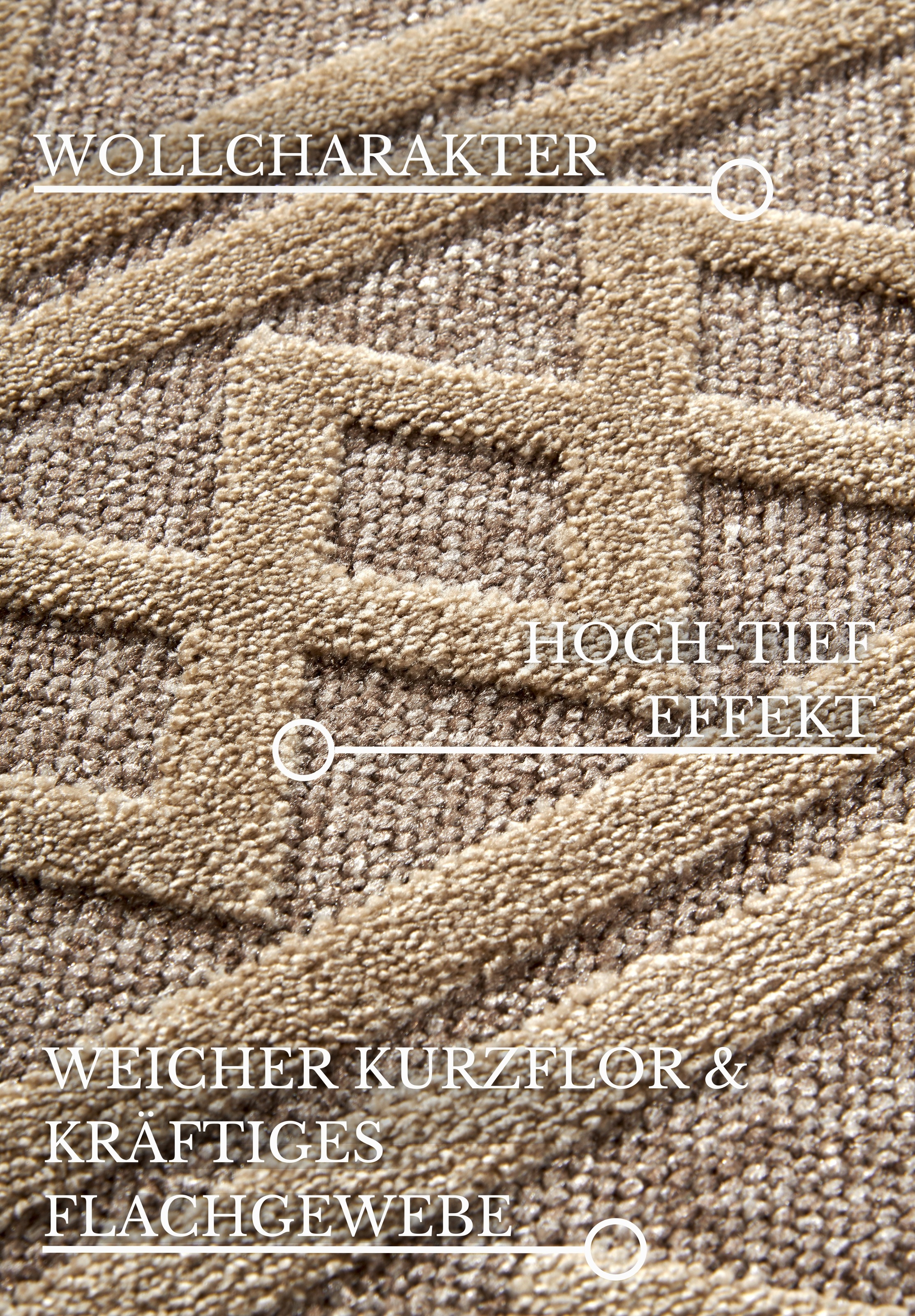Villeroy & Boch Teppich »Catherine«, rechteckig, 5,5 mm Höhe, Wohnzimmer, Schlafzimmer, Modern, Hoch-Tief Effekt, Flur