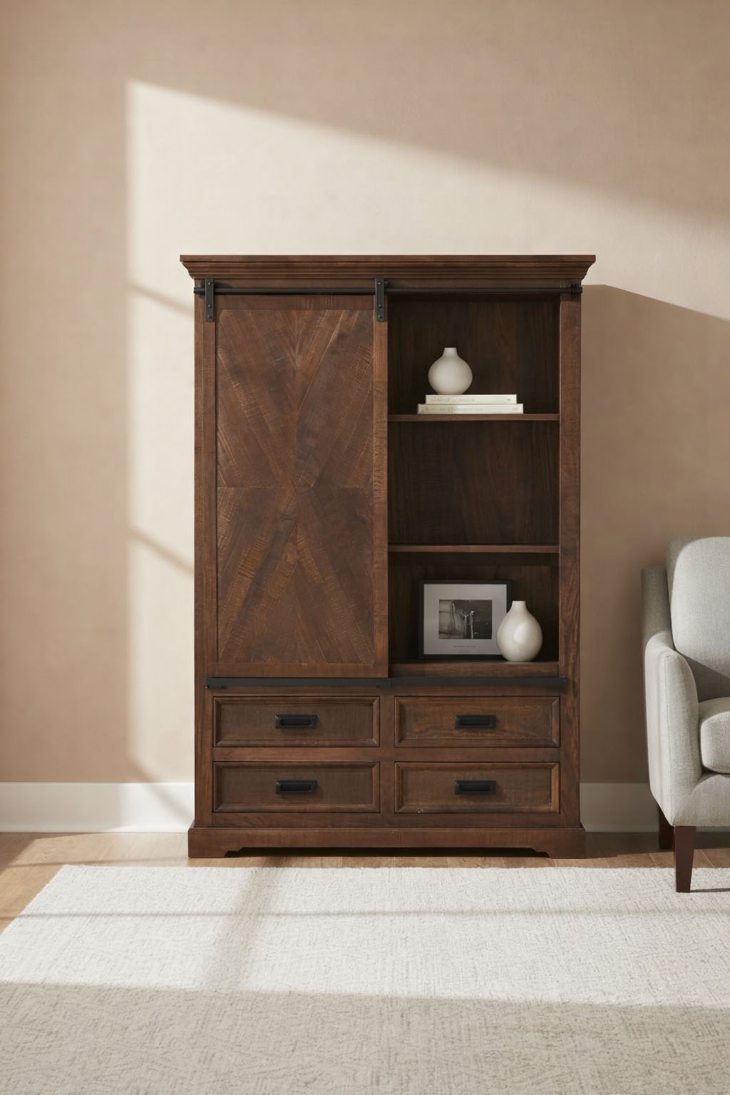 GOODproduct Vitrine »Don Barn« mit 1 Schiebetür, handgefertigt, Unika-Möbel, Breite 110 cm