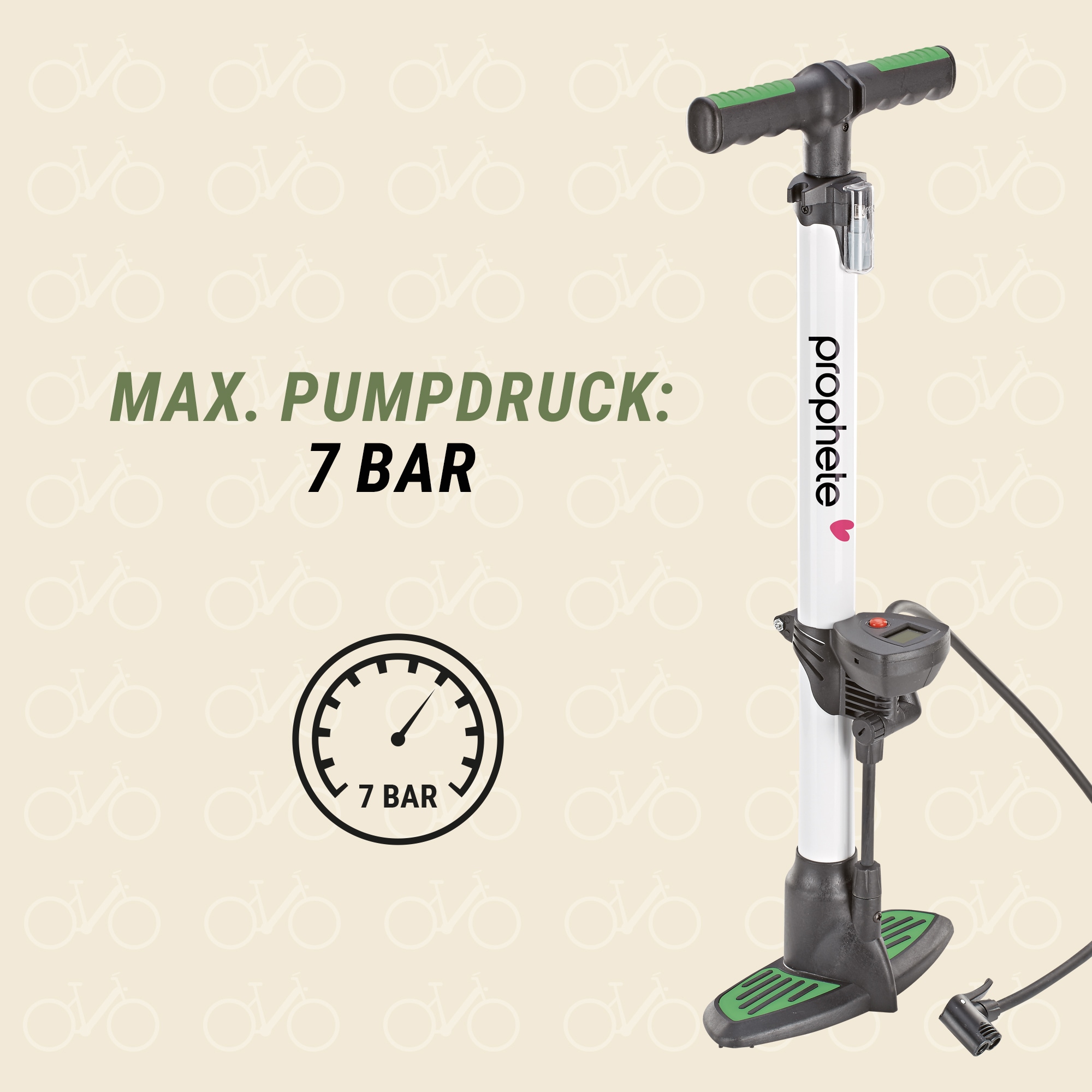 Prophete Standpumpe »Alu-Fussstandpumpe m. digitalem Manometer«