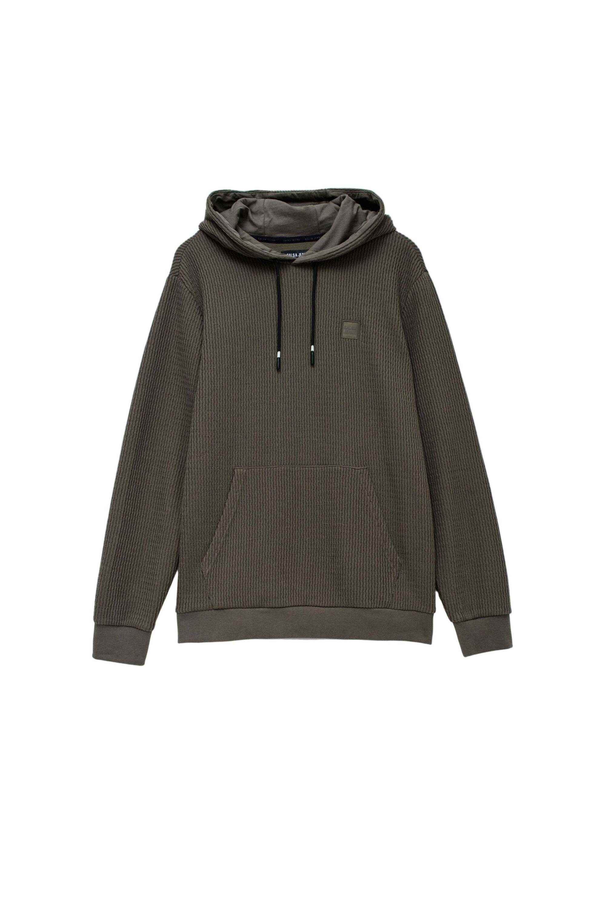 Image of Salsa Kapuzenpullover "Salsa Jeans Kapuzenpullover Textured Hoodie W/ Logo Patch"