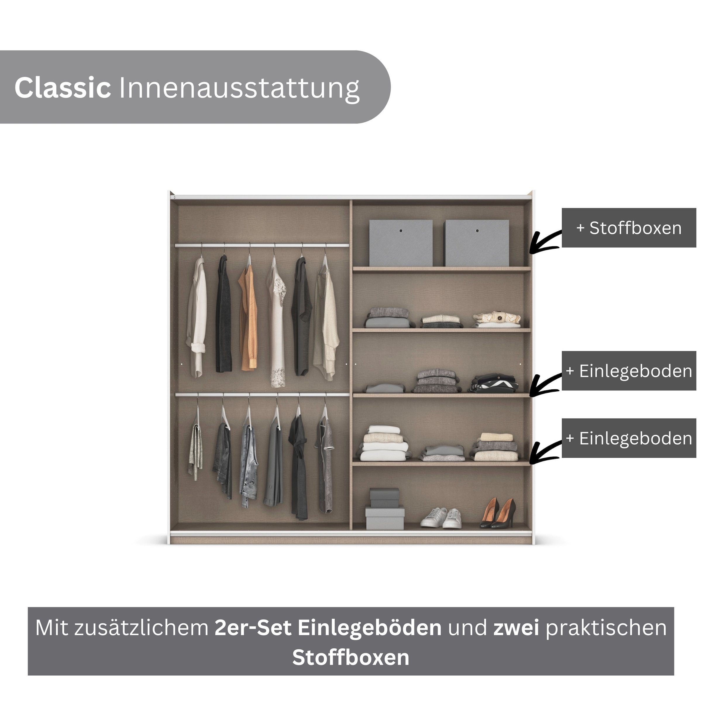 GOODproduct Kleiderschrank »Mehrzweckschrank Aktenschrank Möbel Mietswohnung TOPSELLER  ASTANA« 3 Ausstattungen BASIC/CLASSIC/PREMIUM (inkl. SOFT-CLOSE-FUNKTION),  mit 3 Spiegelelementen, Metallgriffleisten alufarbig MADE IN GERMANY