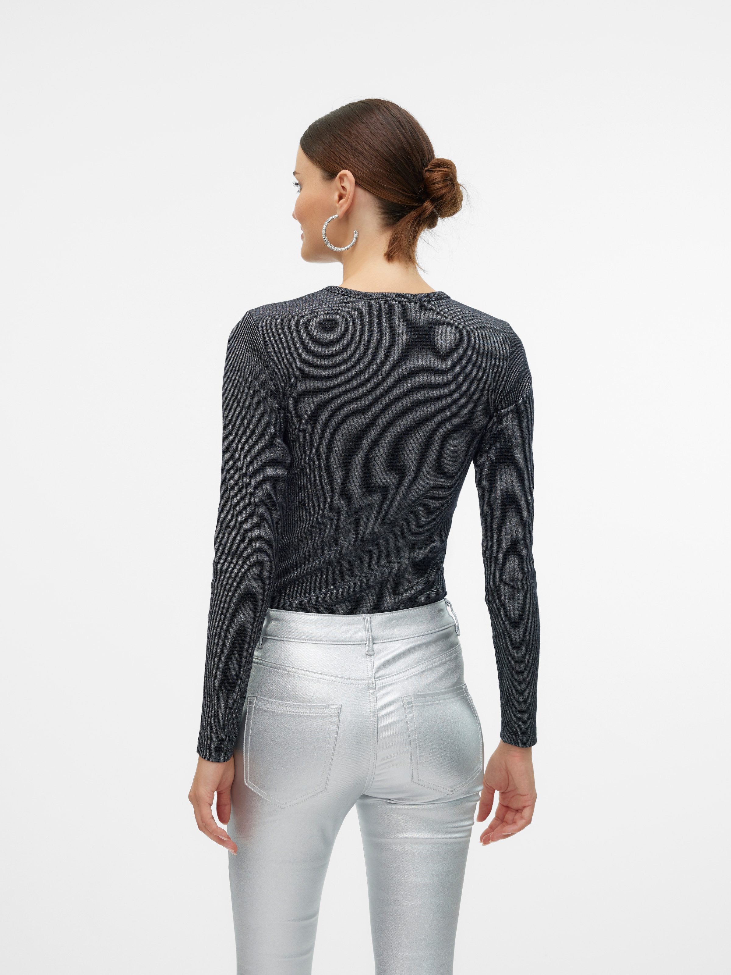 Vero Moda Langarmshirt »VMCHLOE LUREX LS SHORT TOP JRS NOOS« Baumwollmischung,  Glitzer-Effekt