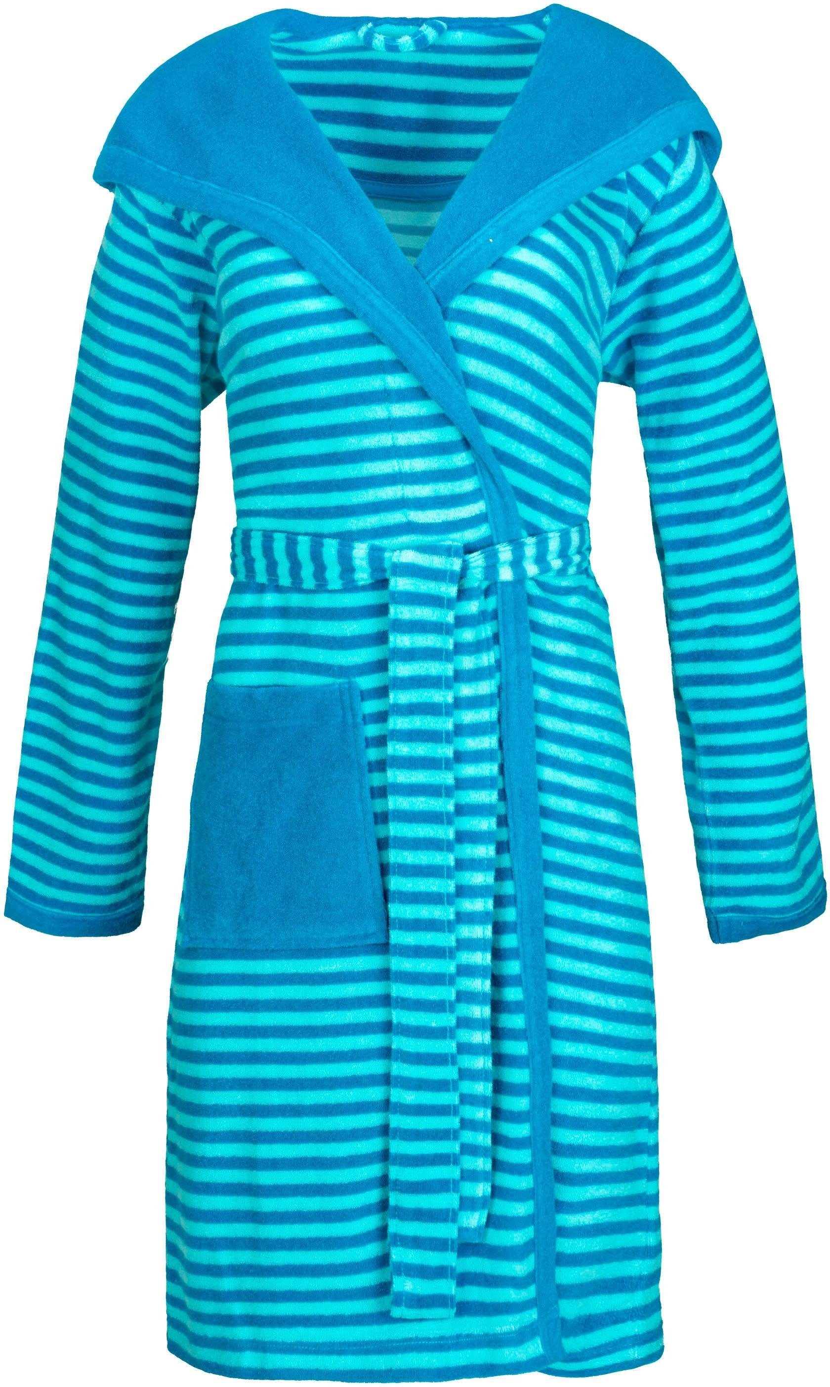 Esprit Damenbademantel »Striped Hoody«, (1 St., mit Gürtel), mit Kapuze, gestreift