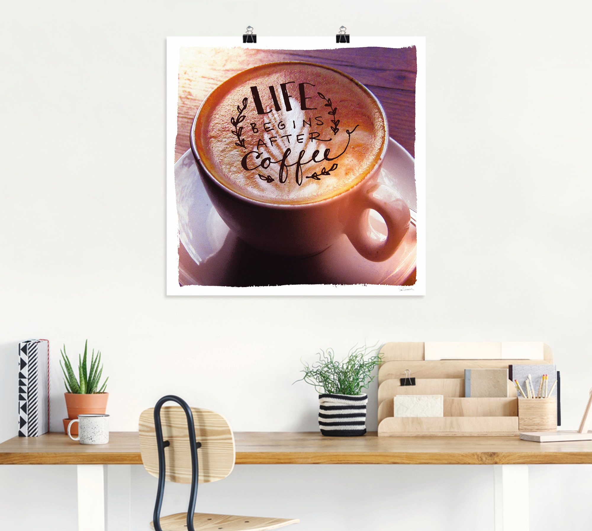 Artland Wandbild »Das Leben beginnt nach dem Kaffee«, Getränke, (1 St.), als Leinwandbild, Poster in verschied. Grössen
