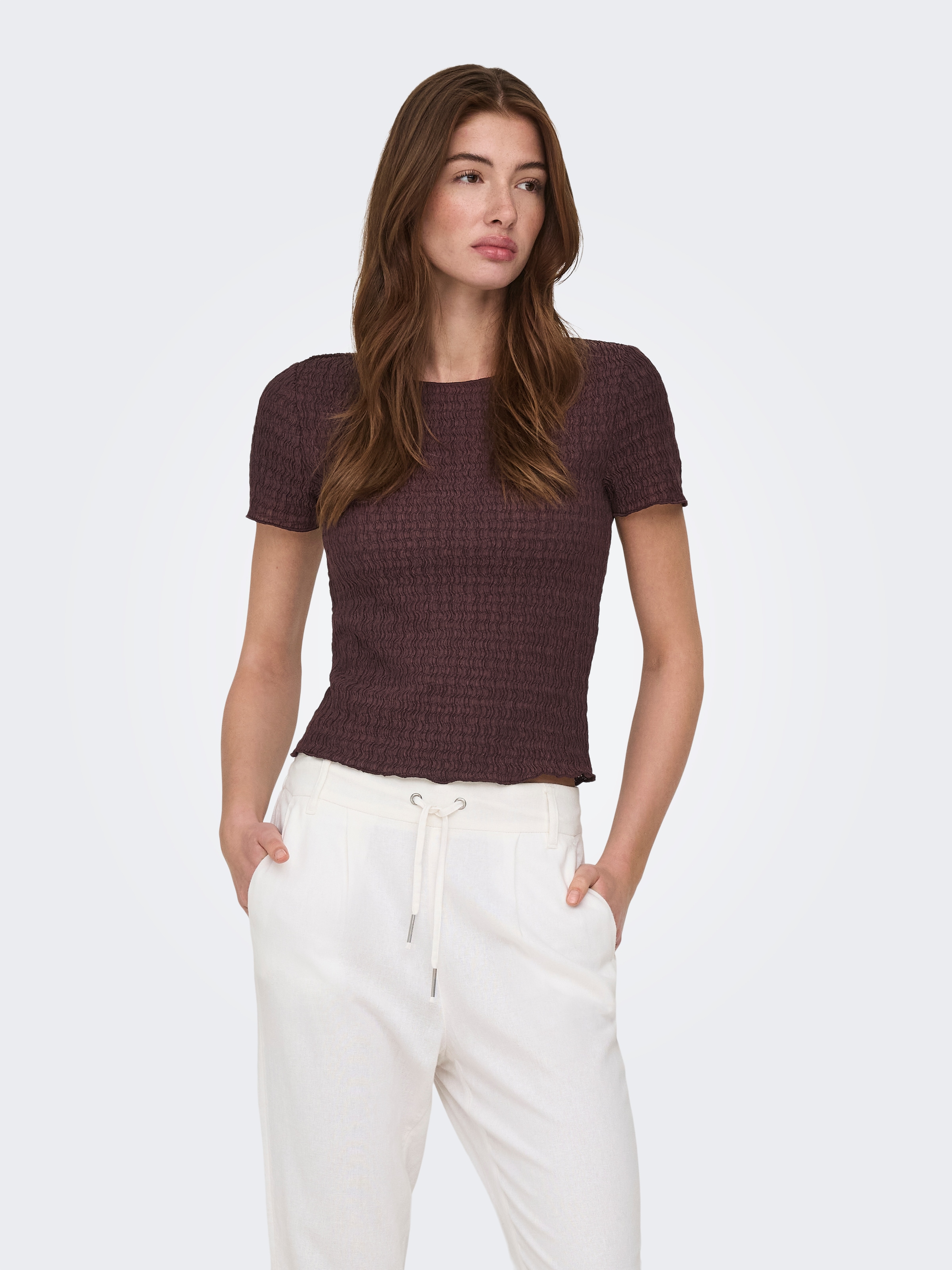 Image of ONLY Kurzarmshirt "ONLILSE S/S TOP STRUCTURE JRS NOOS" Kunstfaser, regular fit