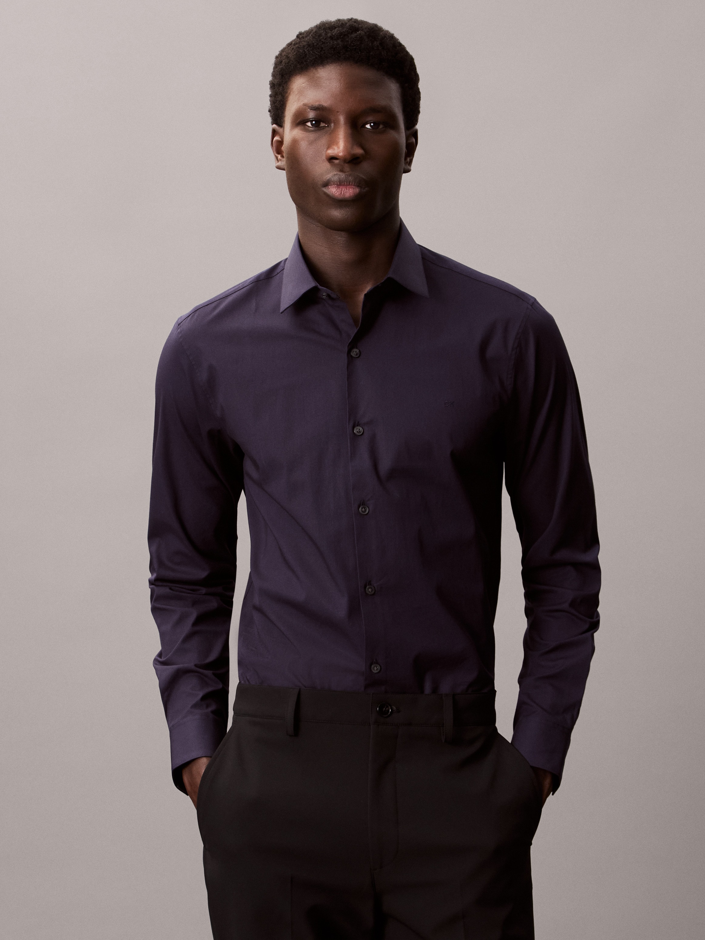 Calvin Klein Businesshemd »SLIM ESNTL POPLIN NOS STR SLD«, Mit Monogramm-Stickerei