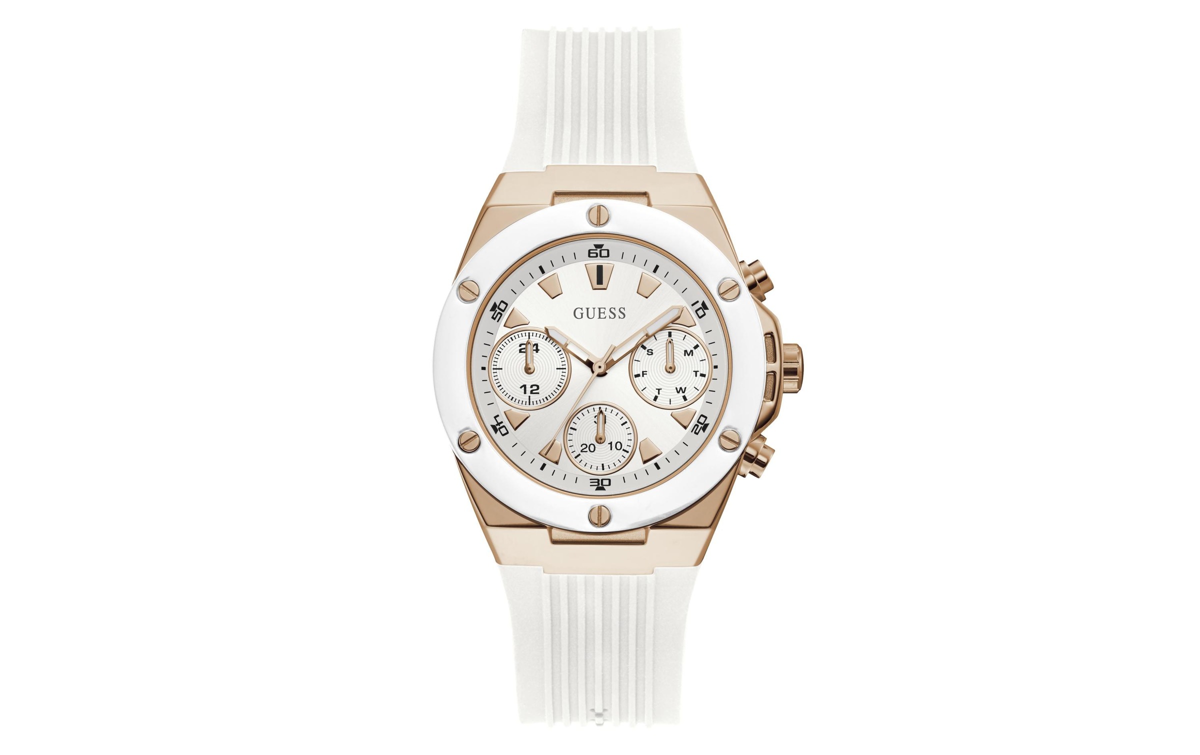 Armbanduhr, Guess, »Athena GW0030L3 Ø 39 mm, Damen, Weiss«