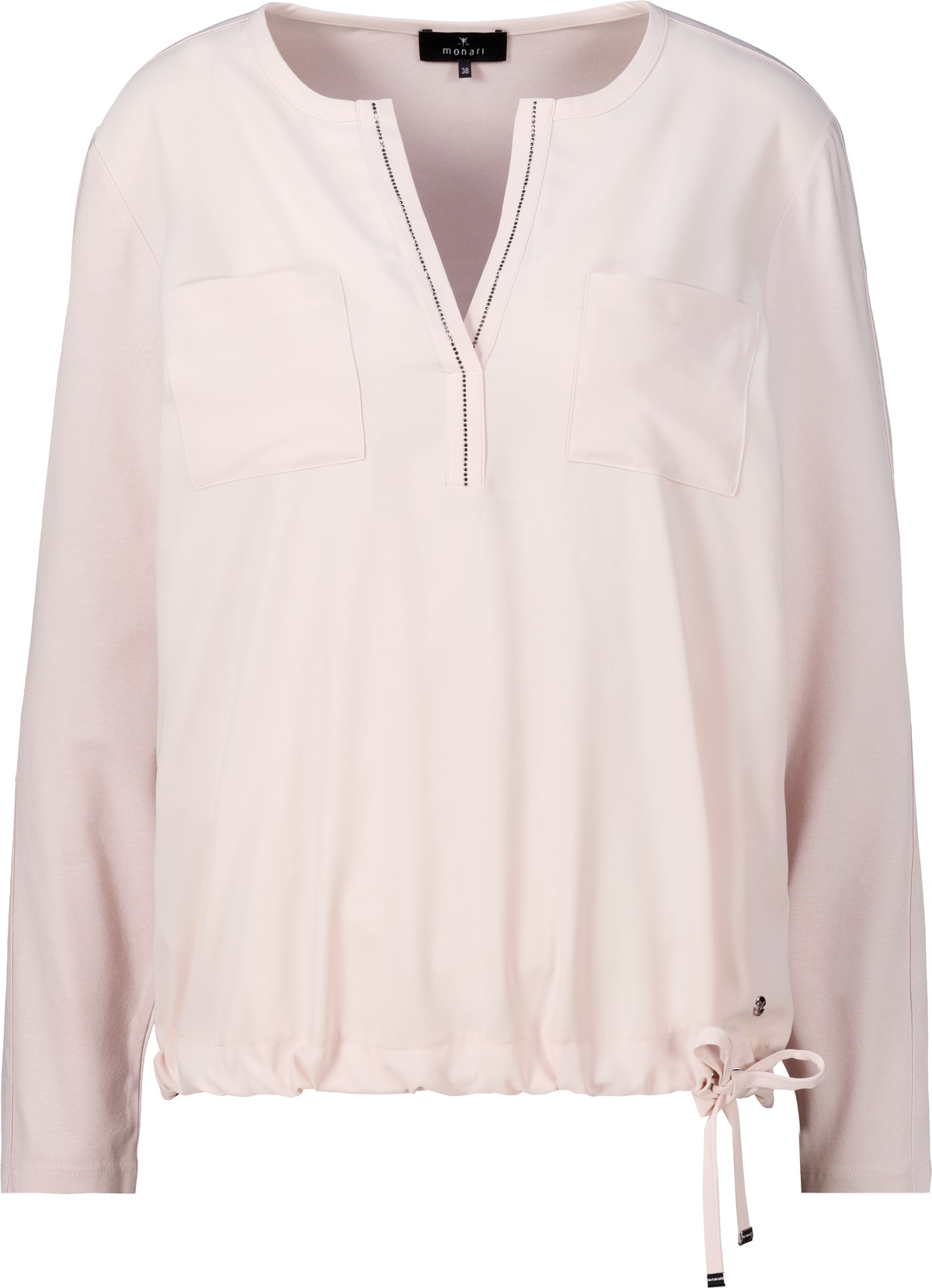Monari Blouse à enfiler »Schluse Basic Schmuck« coupe régulière avec col en V