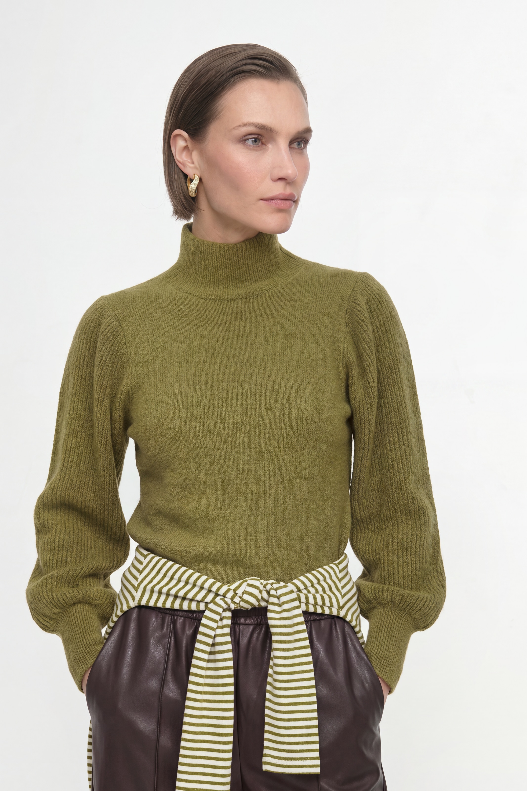 Image of RICHROYAL Stehkragenpullover Regular fit mit Alpakawolle, Stehkragen, Puffärmel