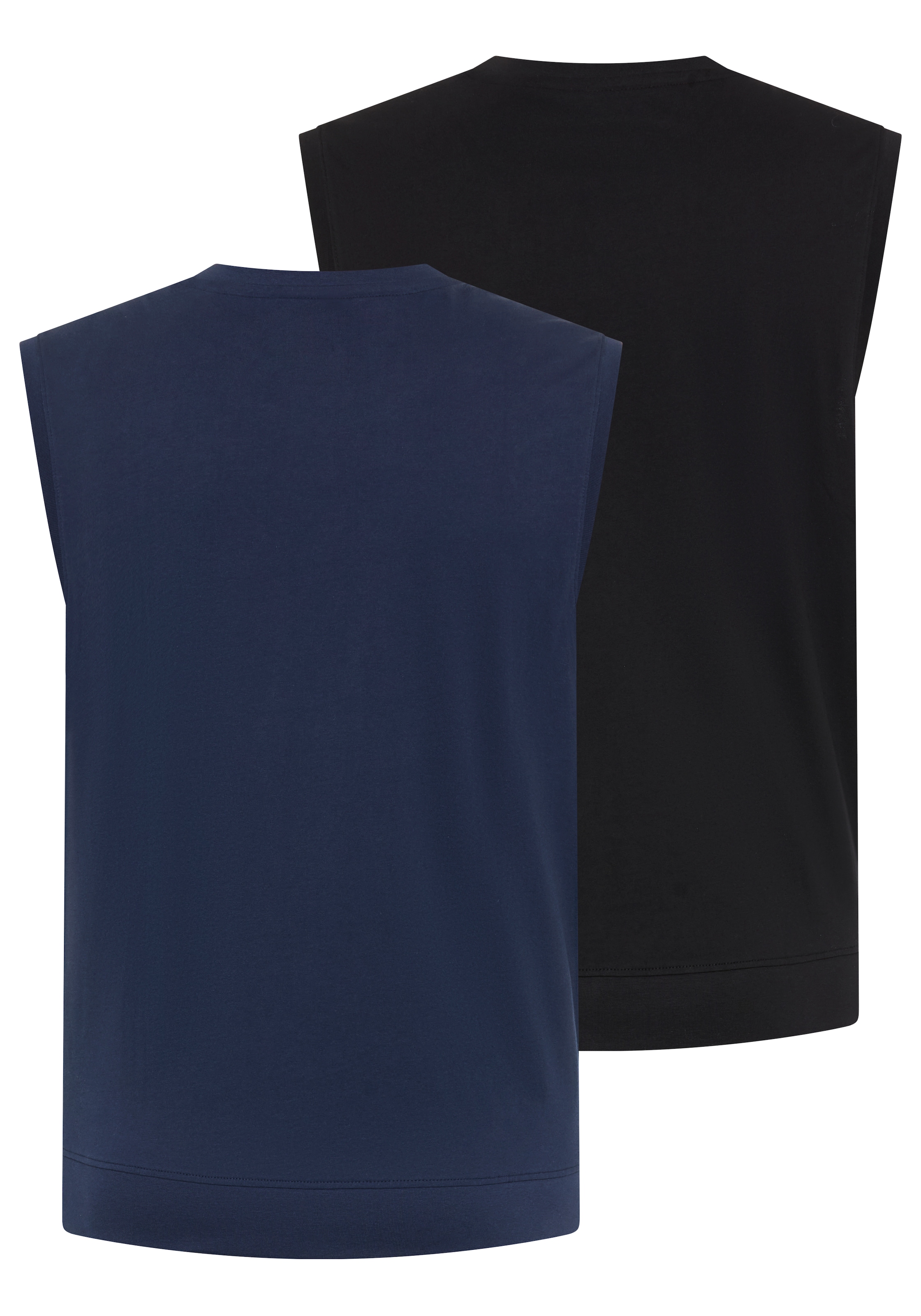 Man's World Plus T-shirt de musculation »auch in Grosse Grössen bis Gr. 7XL Bauch-Fit« pack de 2,  Regular Fit, col rond, bord-côte à la base