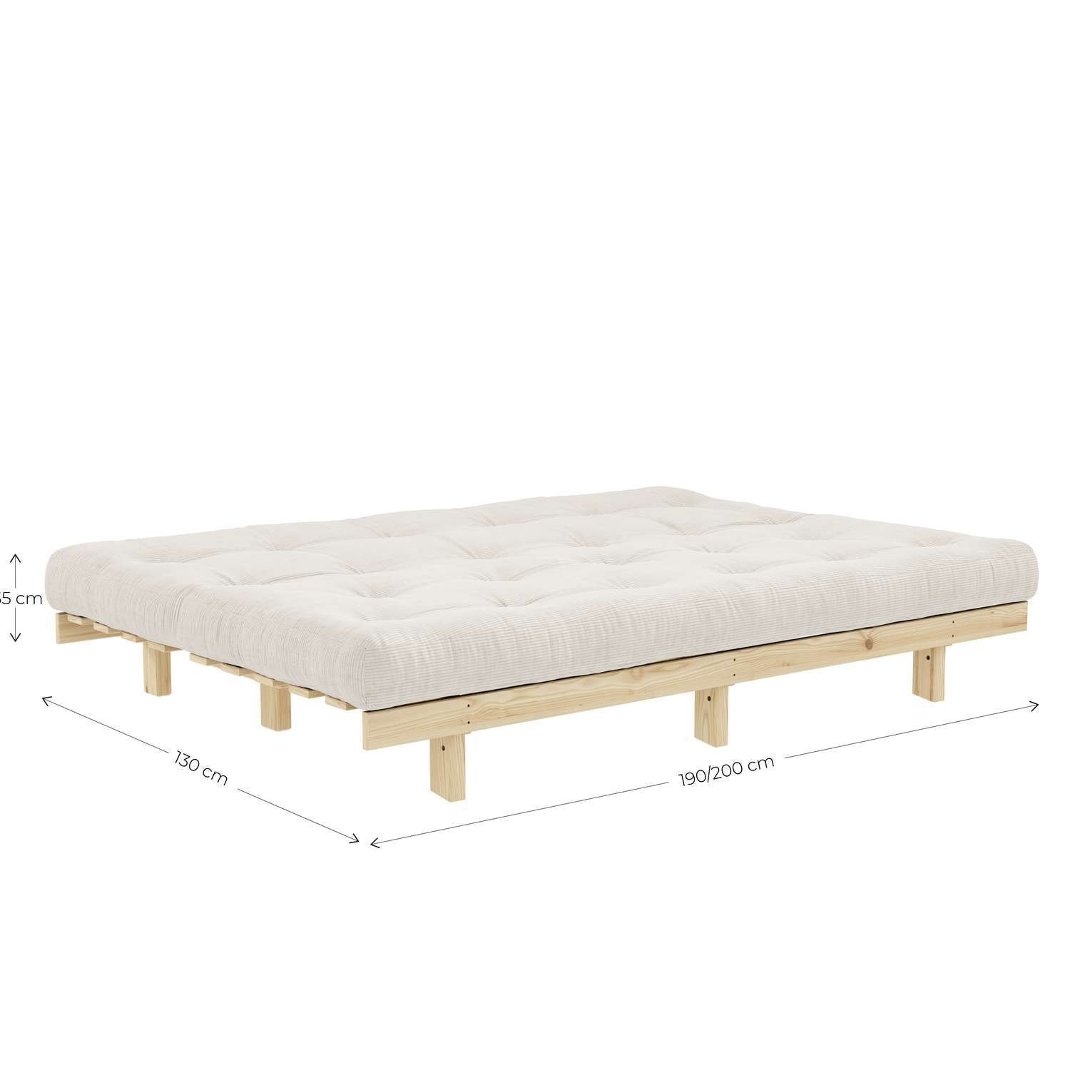 Karup Design Schlafsofa »Lean 200 Schlafsofa, Gästebett, Sofa mit Futonmatratze«, (2 St.), Inkl. Futonmatratze, Liegefläche 130x200 cm, FSC® zertifizierte Kiefer