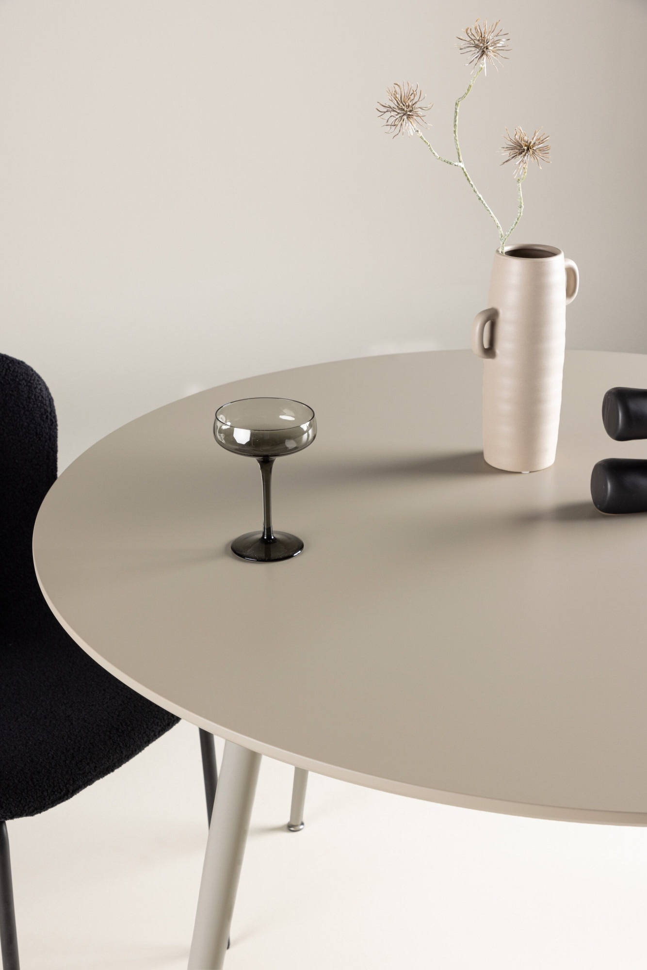 Venture Home Esstisch »Plaza, runder Esstisch in einladendem Beige, einheitlich, Ø 120 cm« Esszimmertisch, MDF, Stahlbeine, rund, harmonisch, einladend
