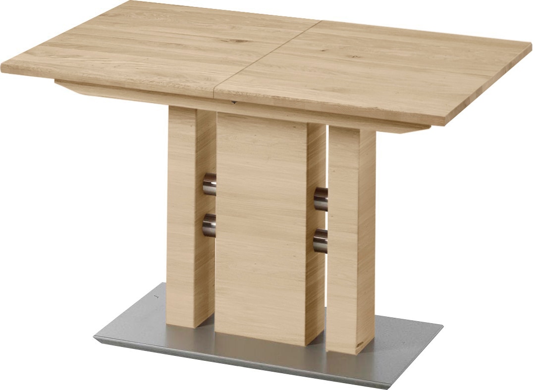 K+W Komfort & Wohnen Table de salle à manger »5030« table fonctionnelle avec rallonge synchronisée, bois massif, 2 largeurs au choix