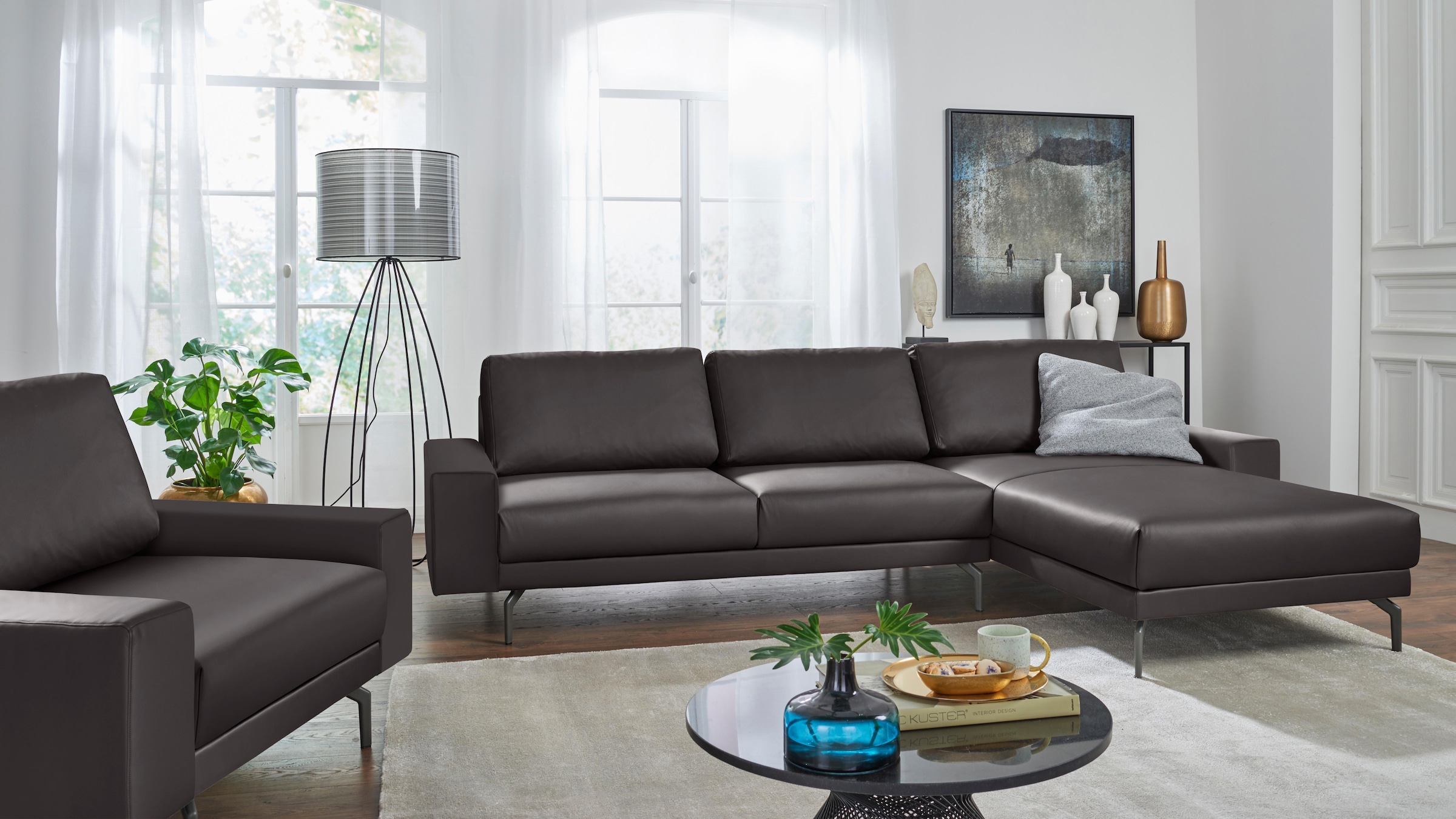 Image of Creation BY ROLF BENZ Ecksofa "CR.450, Designecksofa, L-Form" Armlehne breit und niedrig, Alugussfüsse in umbragrau, Breite 274 cm