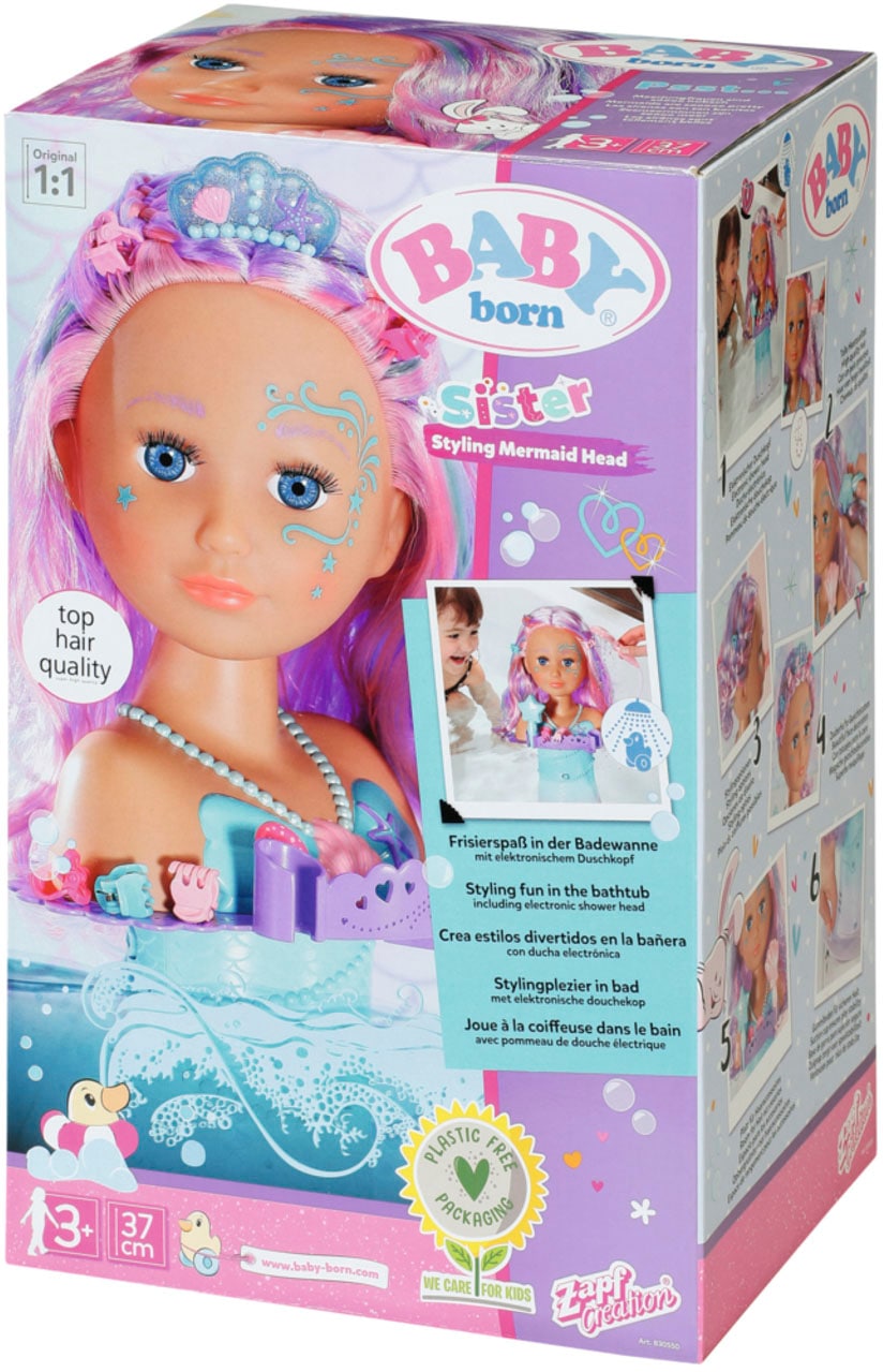 Baby Born Frisier- & Schminkkopf »Sister Styling Head Meerjungfrau«, mit elektronischer Brause